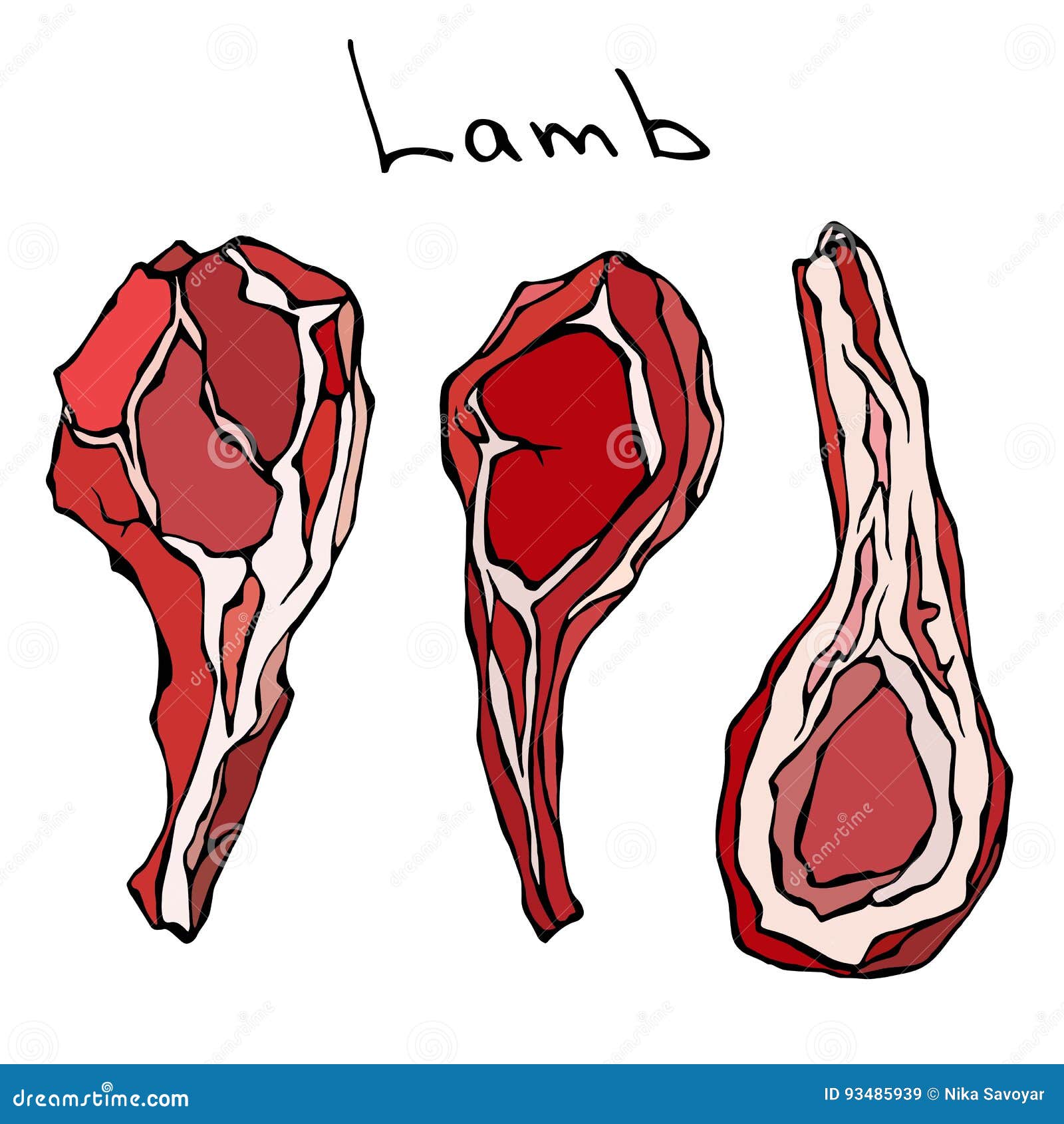 Raw Lamb Chop Ribs Set. Realistic Vector Illustration Isolated Hand Drawn  Doodle or Cartoon Style Sketch. Fresh Meat Stock Vector - Illustration of  fresh, organic: 93485939
