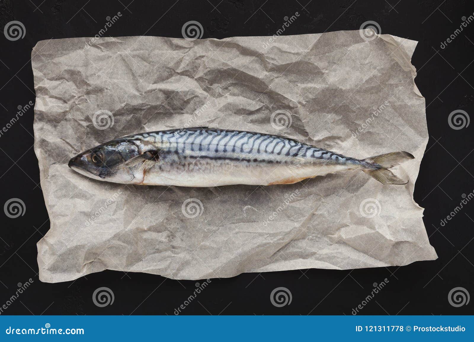 Raw Fish on Parchment, Top View Stock Photo Image of omega, full