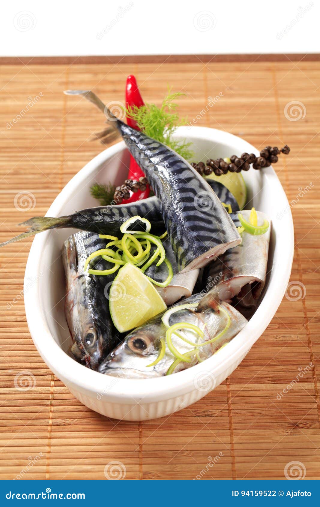 Raw mackerel stock photo. Image of healthy, pepper, onion 94159522