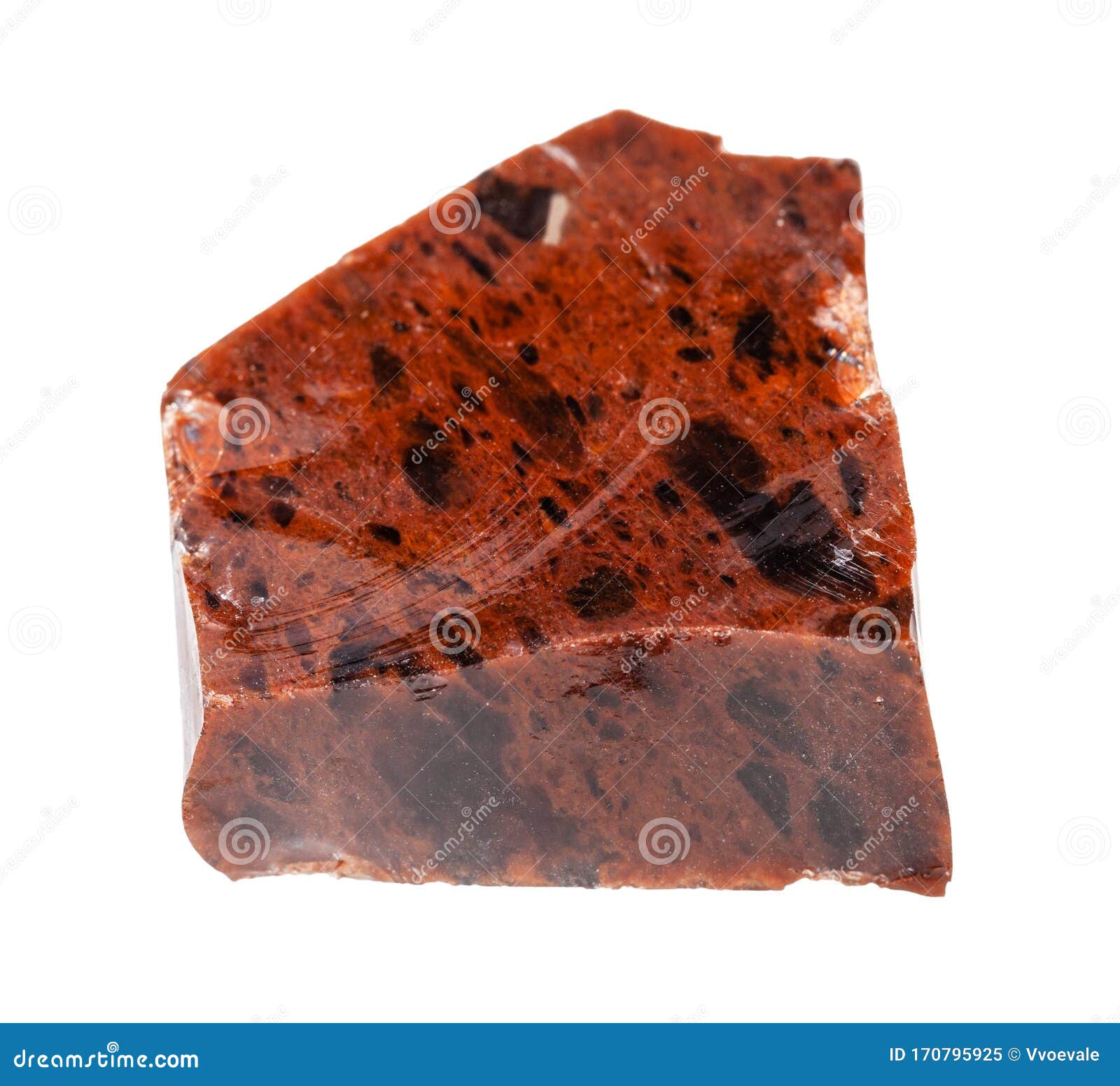 raw mahogany obsidian rock  on white