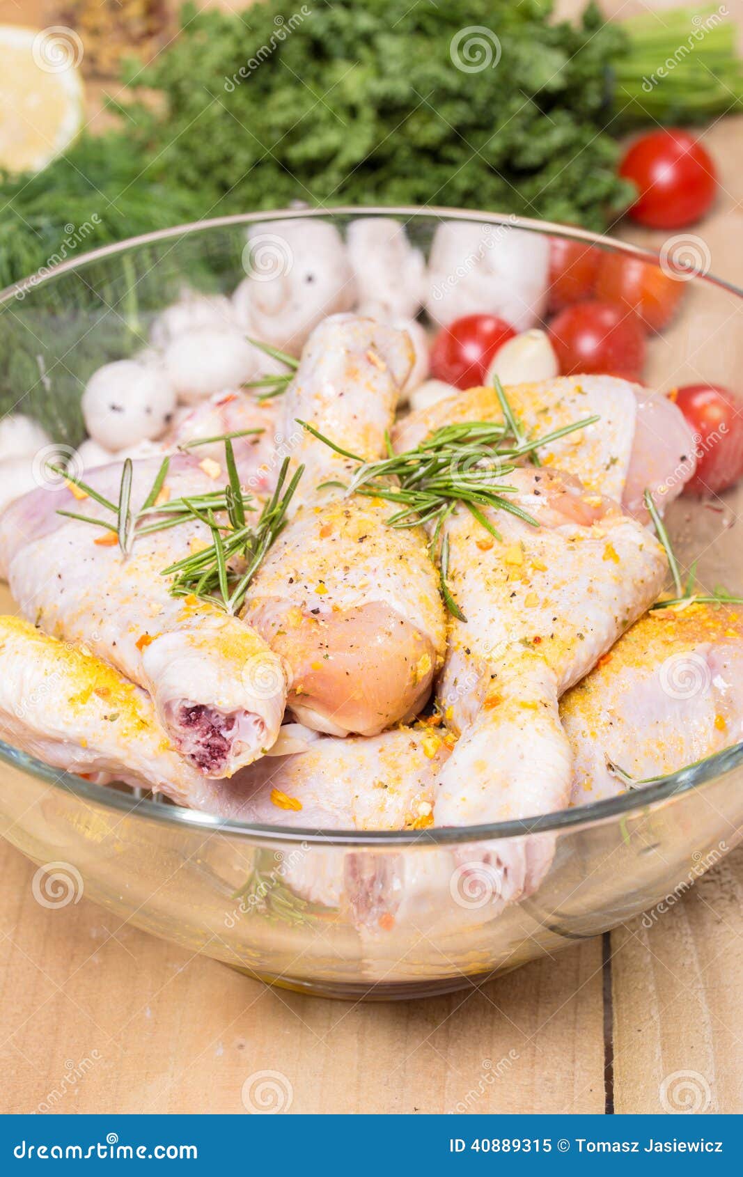 Raw Marinated Chicken with Fresh Vegetables Stock Image Image of