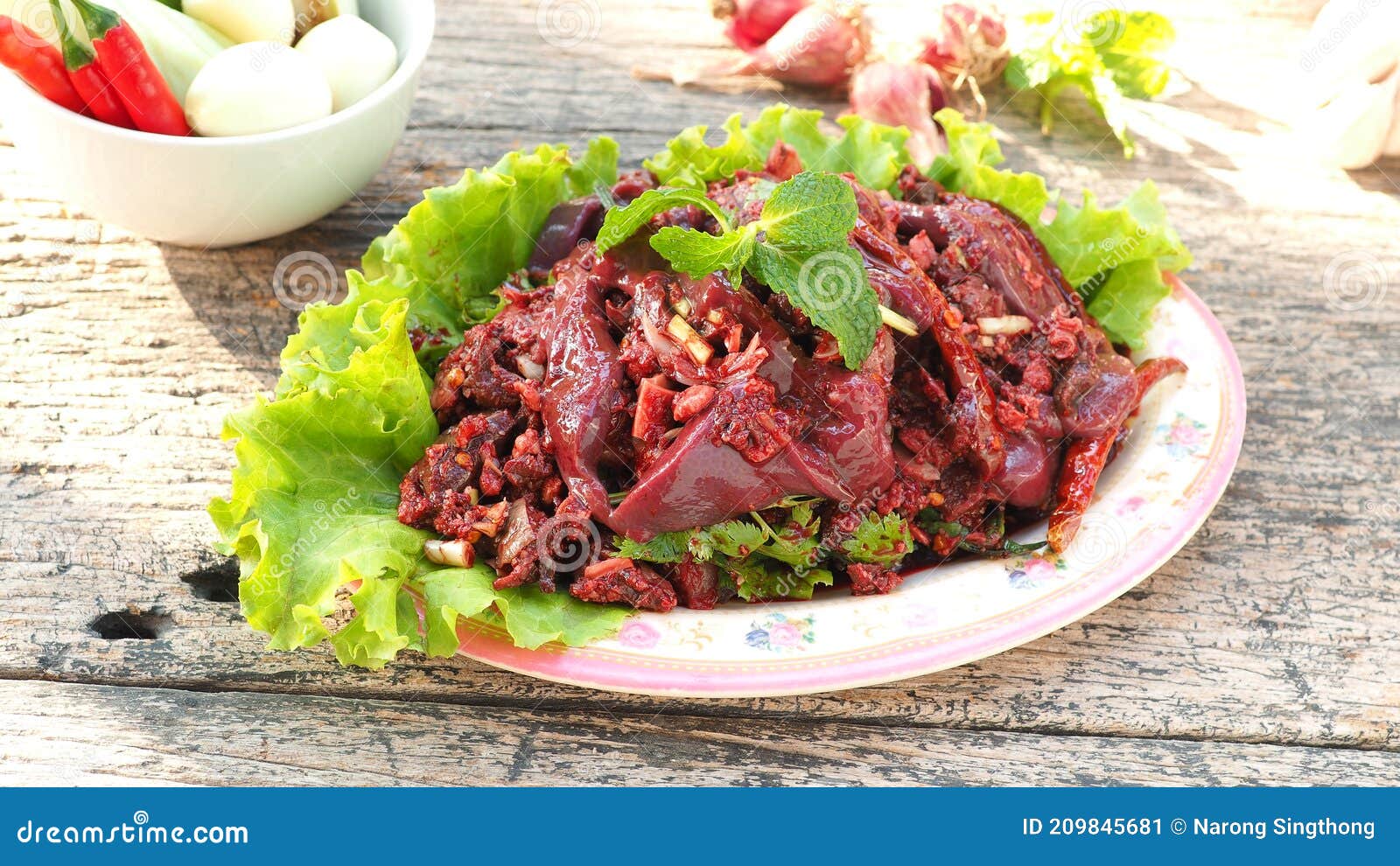 Raw Meat and Blood ,Isan Food Stock Image Image of produce, lunch