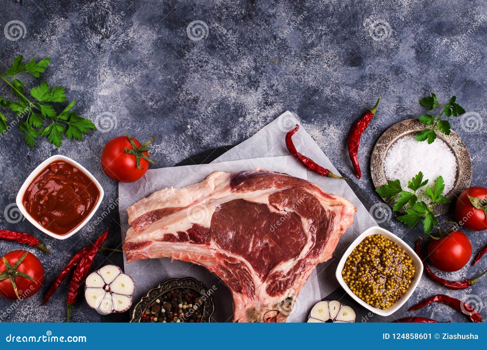 Raw meat with bones stock image. Image of beef, organic 124858601