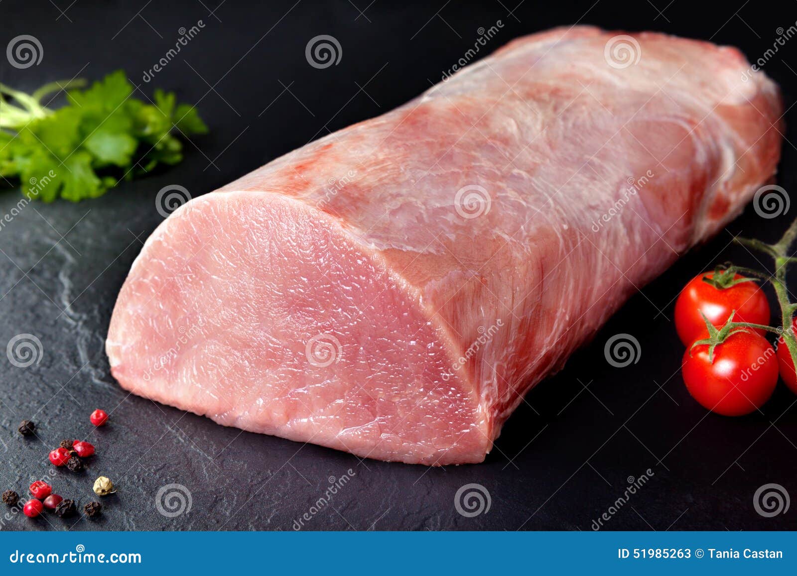 raw meat and fresh pork. roll uncooked pork, pork loin