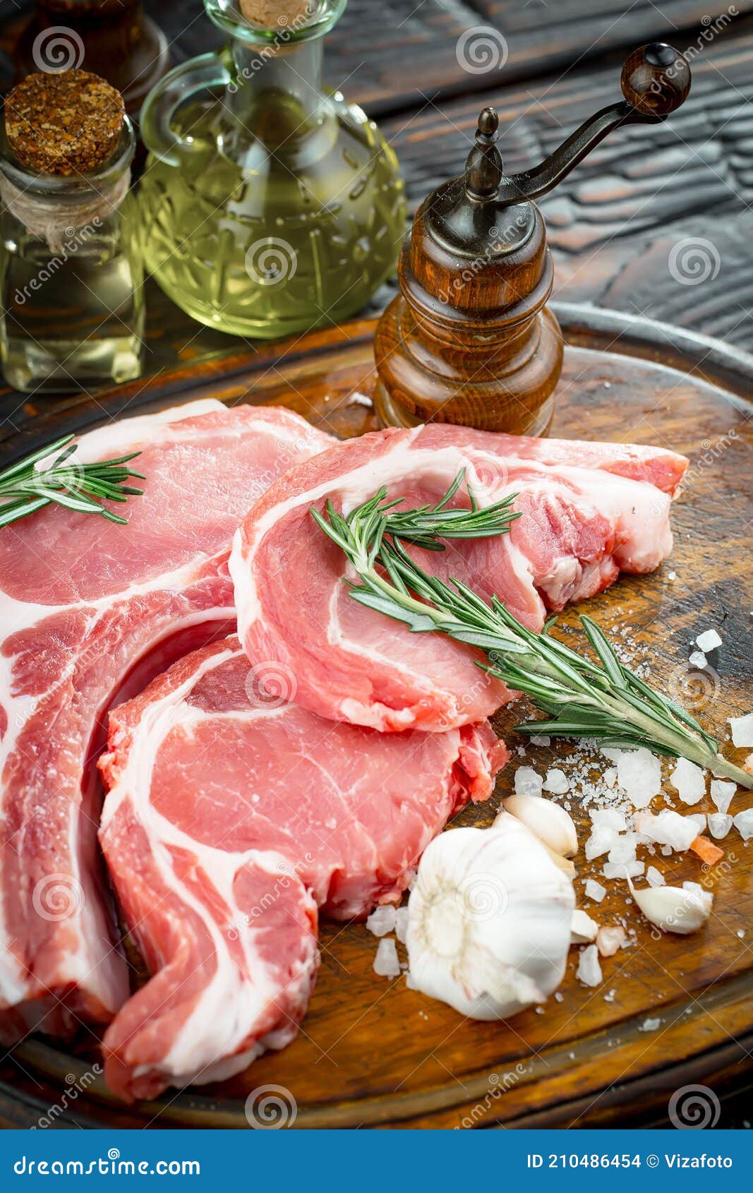 Raw meat with spices. stock photo. Image of snack, dinner 210486454
