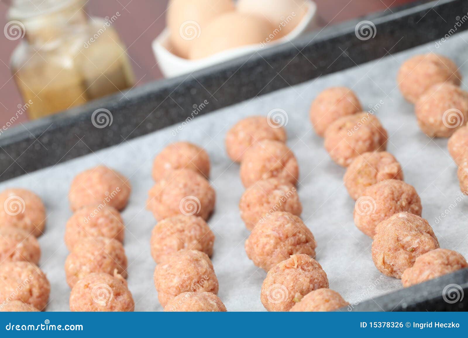 Raw Meatballs on Baking Sheet Stock Photo Image of bowl, food 15378326