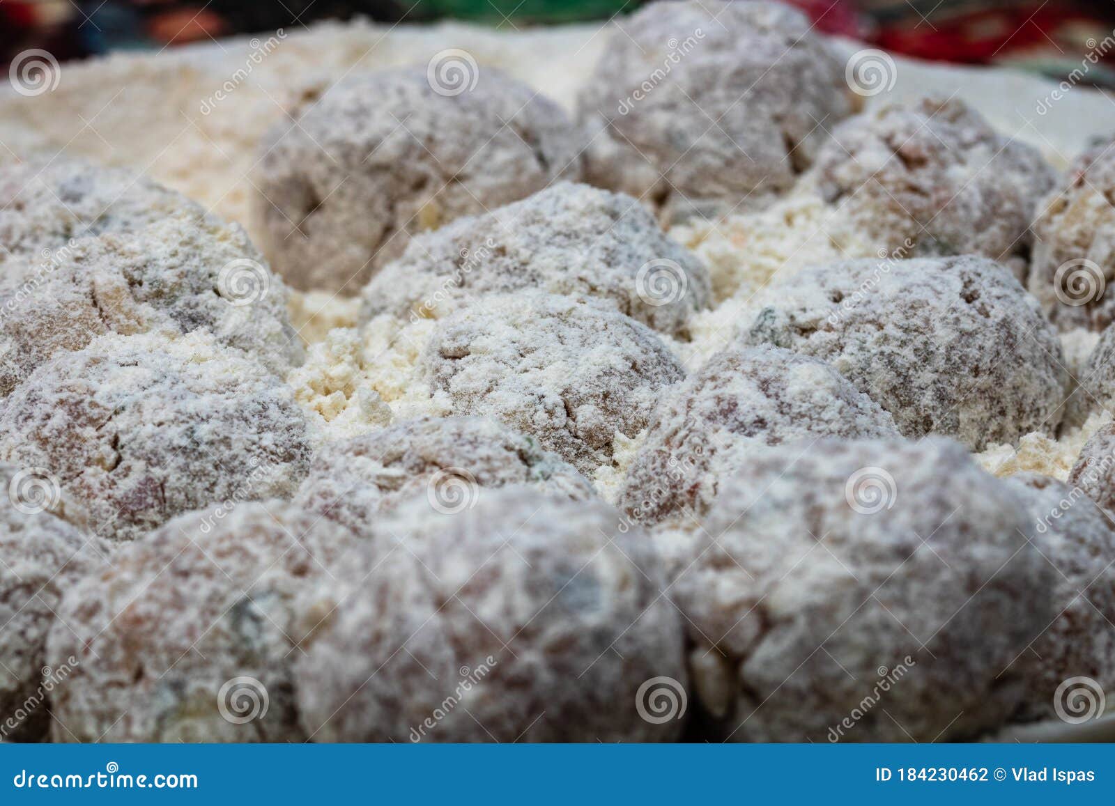 Raw Meatballs Coated in Flour Ready for Frying Stock Photo Image of