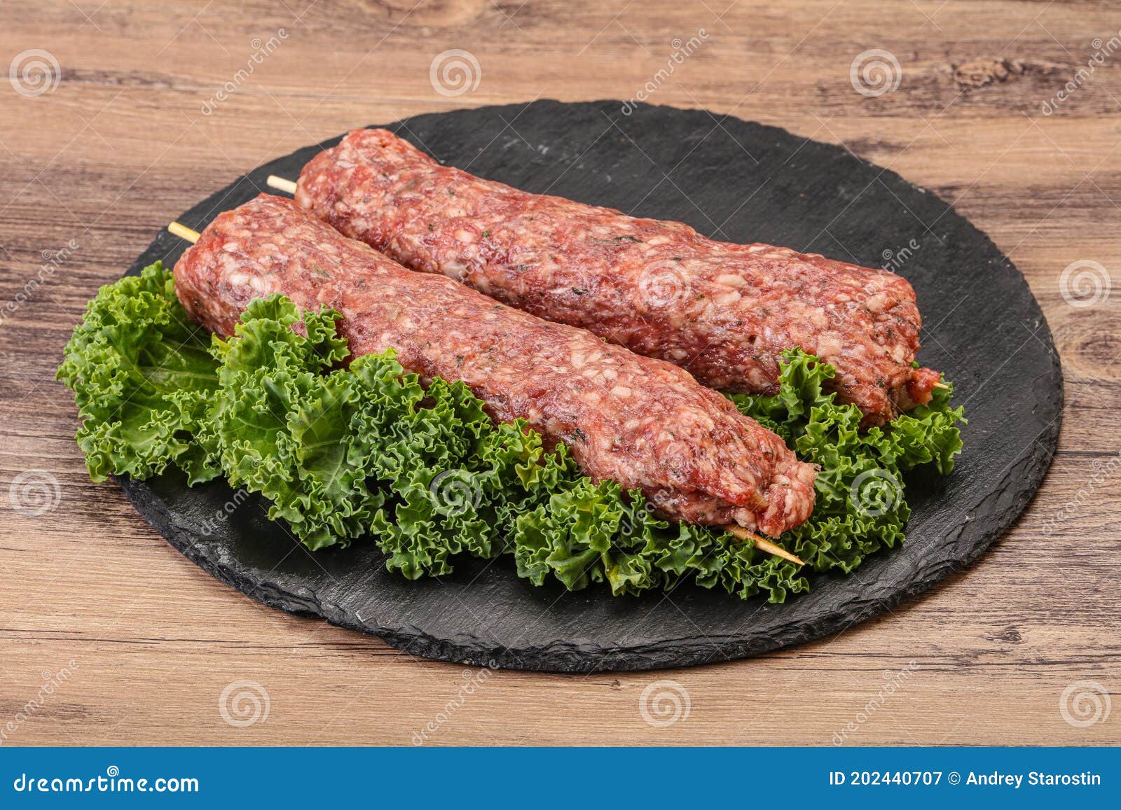 Raw Minced Beef Kebab Skewer Stock Image Image of cuisine, meat