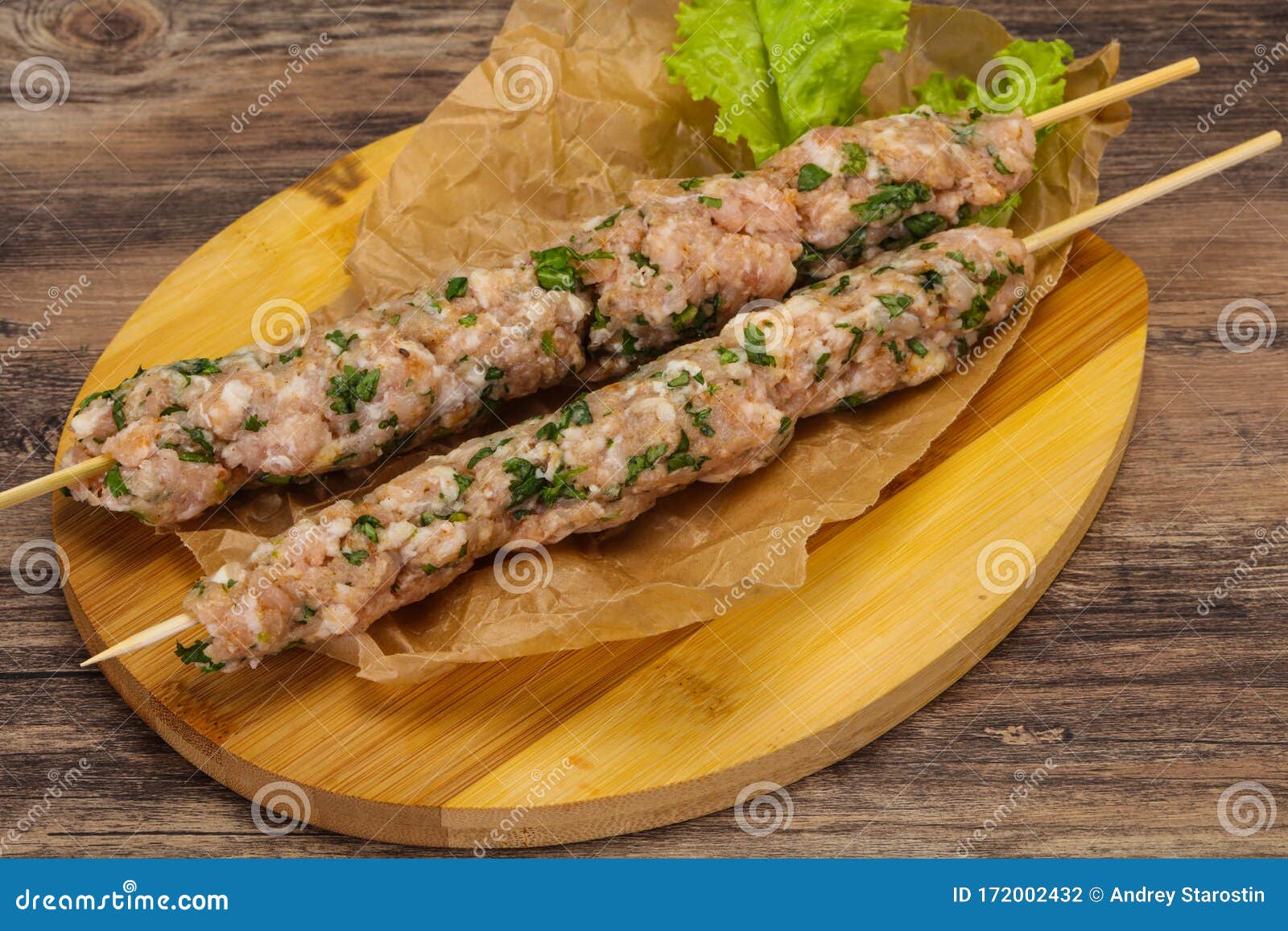 Raw Minced Pork Skewer Kebab for Grill Stock Photo Image of spices