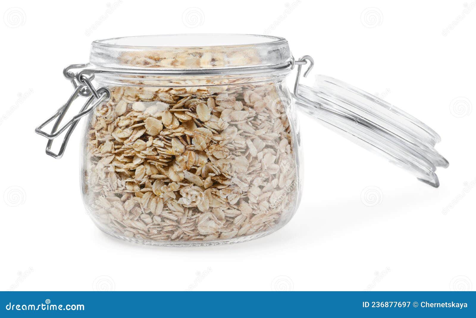 Raw Oatmeal in Glass Jar Isolated on White Stock Image Image of diet