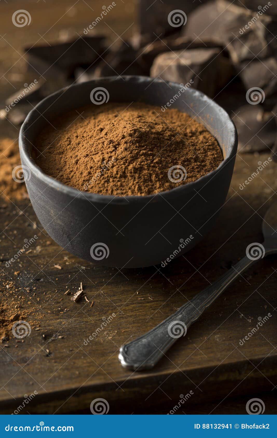 Raw Organic Dark Chocolate Cocoa Powder Stock Image Image of caffeine