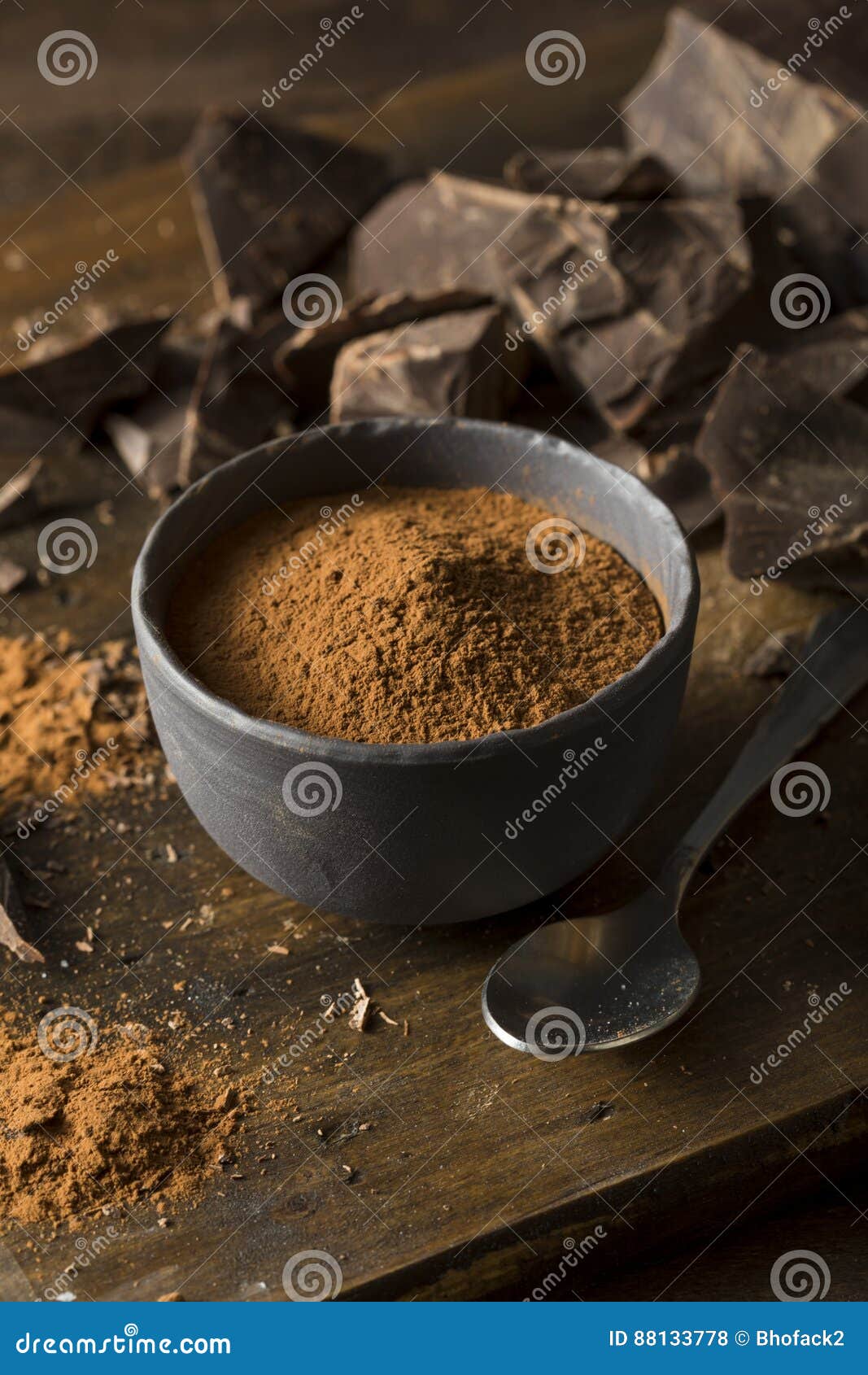 Raw Organic Dark Chocolate Cocoa Powder Stock Photo Image of