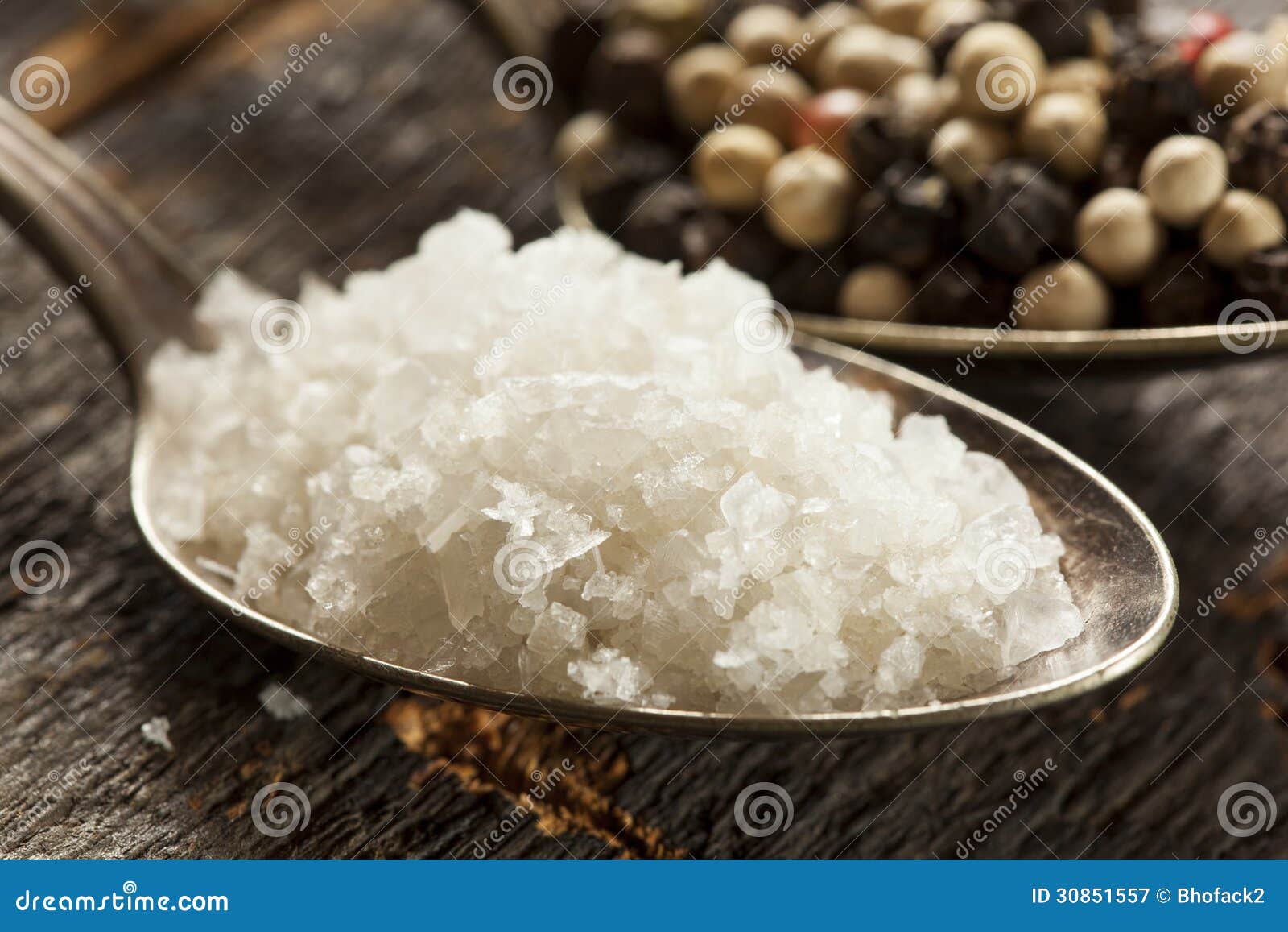 Raw Organic Sea Salt and Pepper Stock Image Image of black, cooking