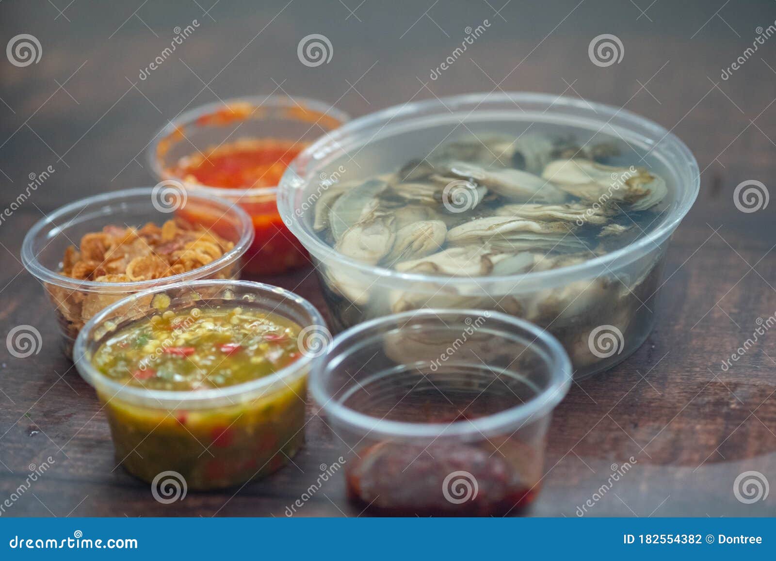 Raw Oyster and Side Dishes in Box in Thai Style Stock Photo Image of