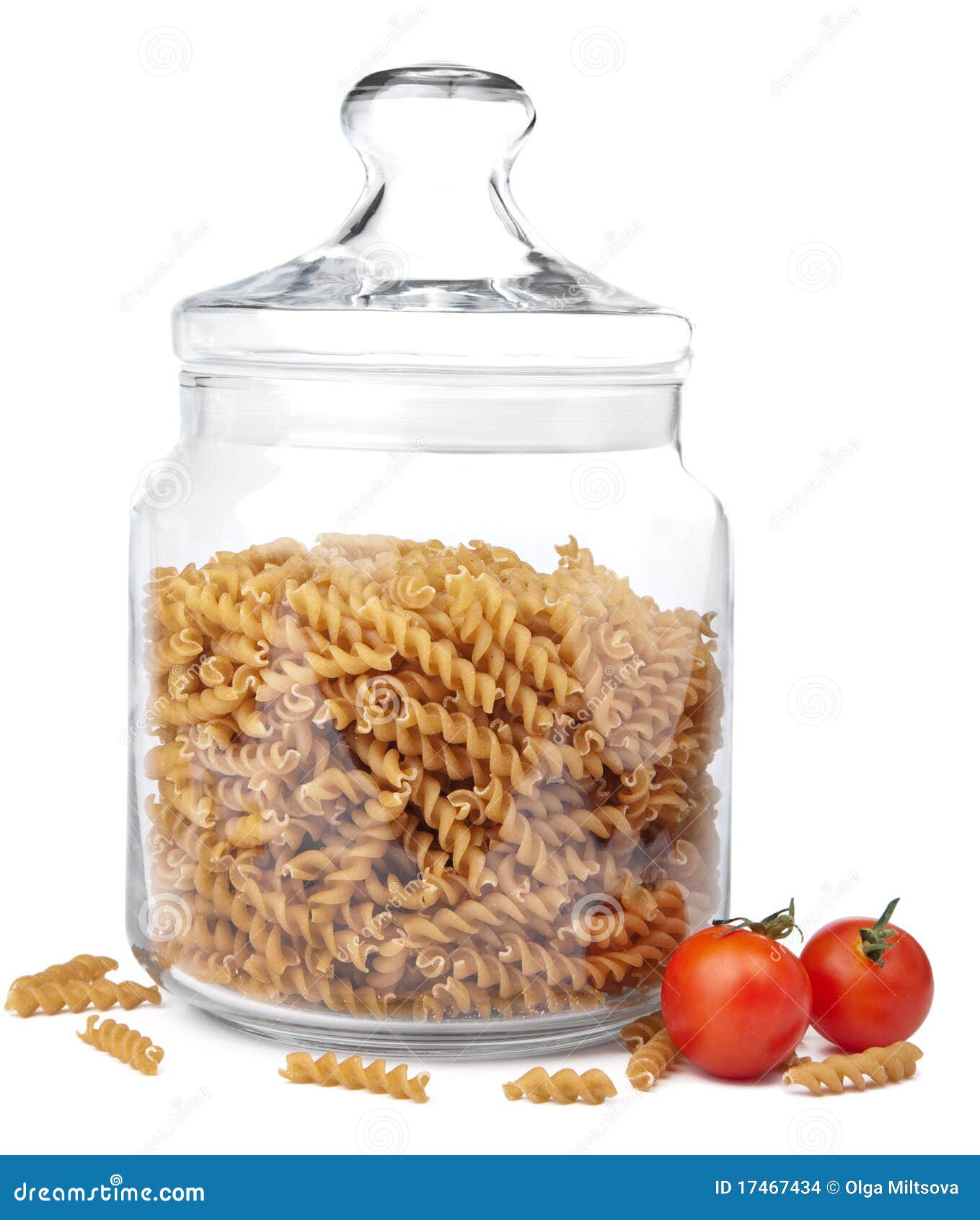 Raw pasta in jar isolated stock photo. Image of twirls 17467434