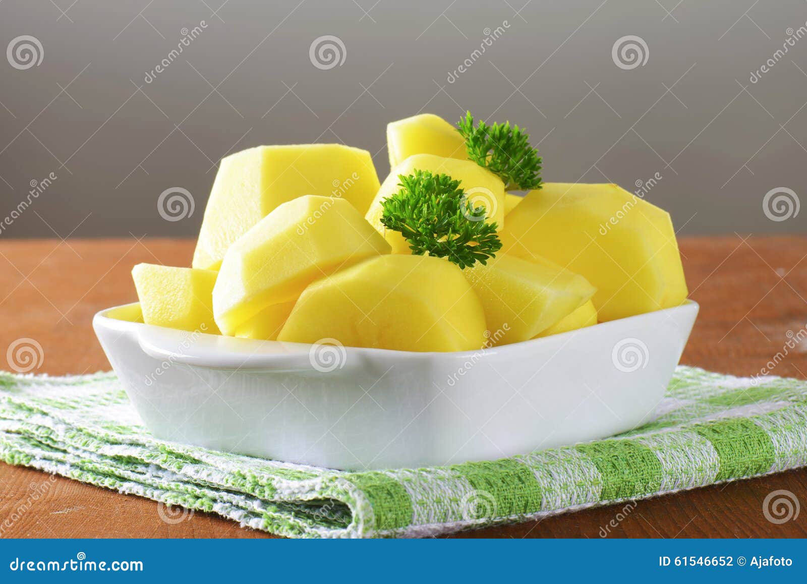 Raw peeled potatoes stock photo. Image of dish, food 61546652