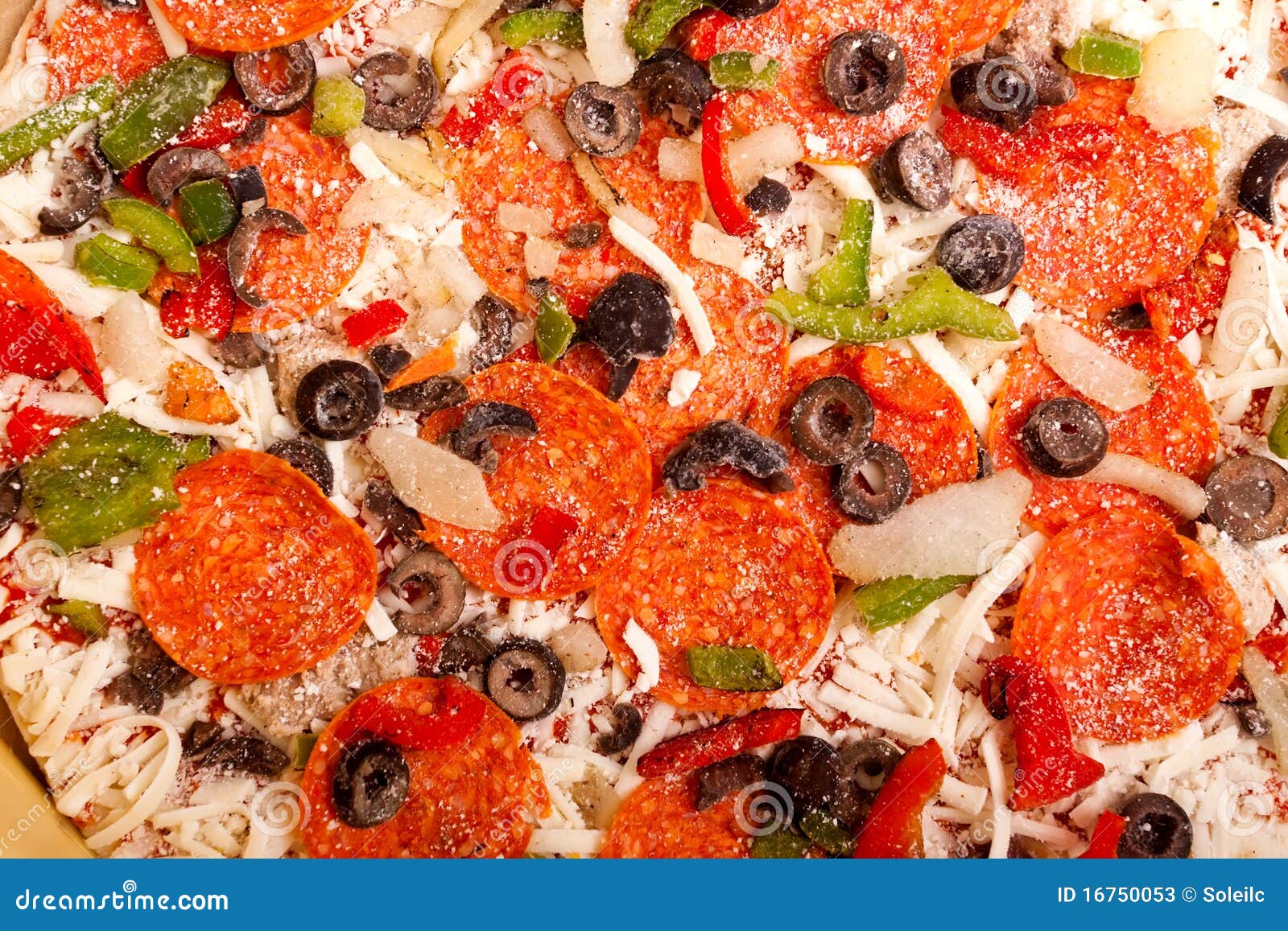 Raw Pizza with Vegetables and Pepperoni Stock Image Image of