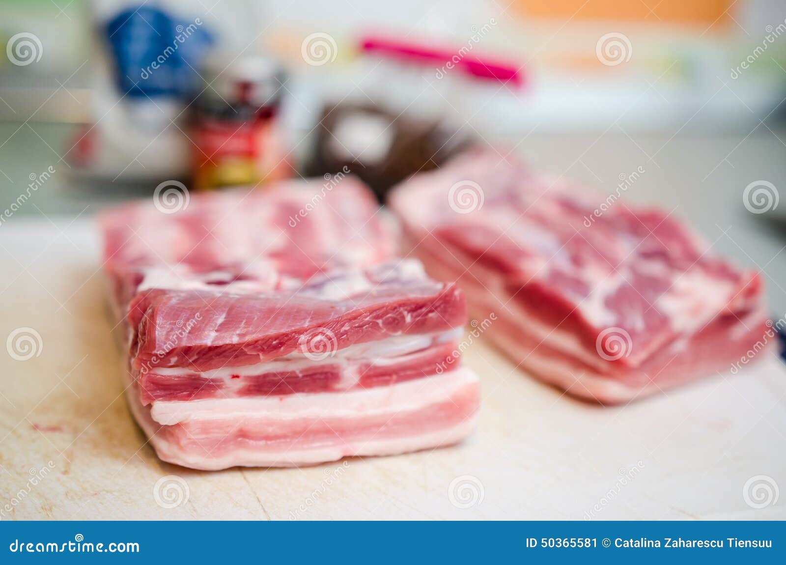 raw pork belly closeup