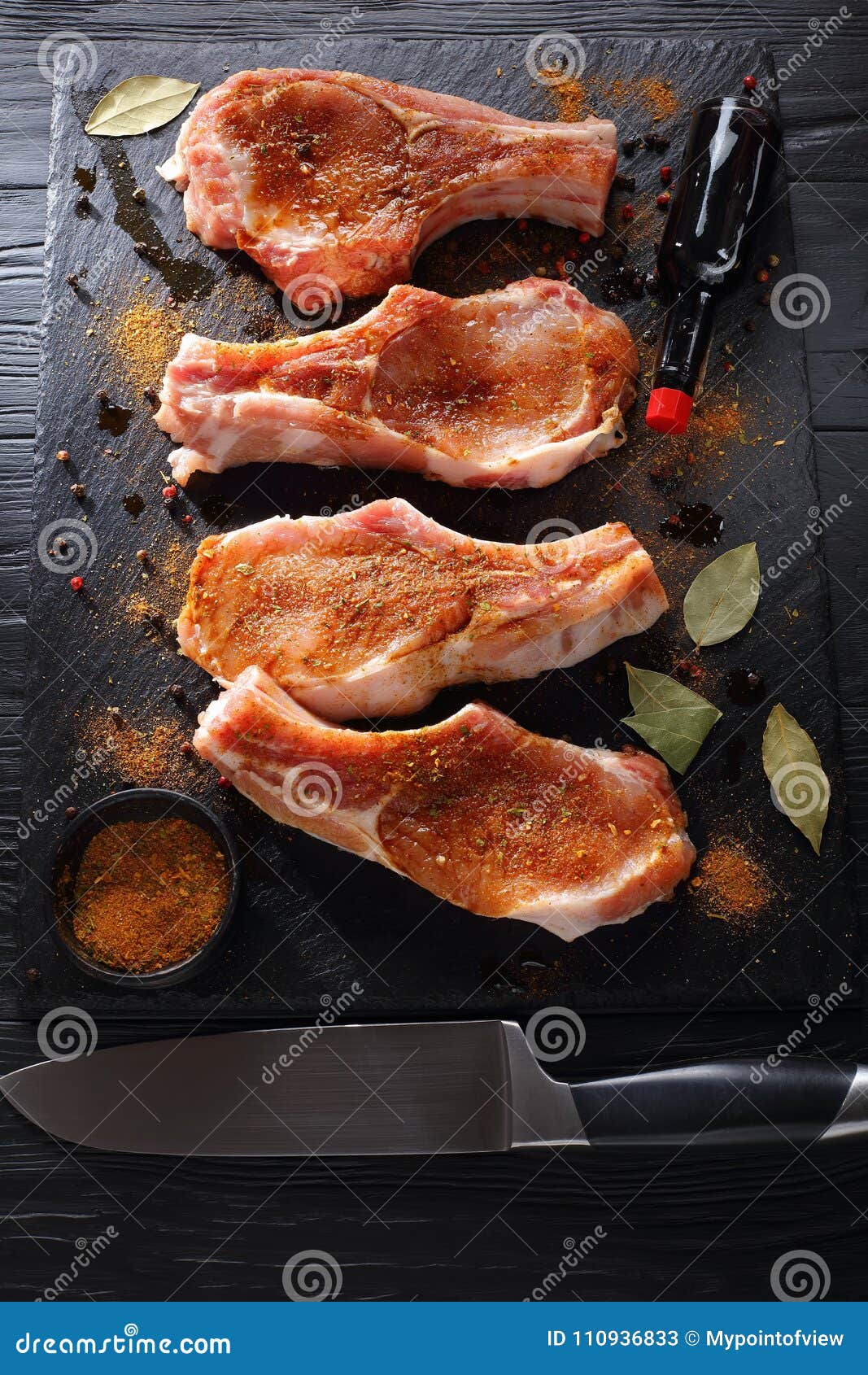 Raw Chopped Pork Seasoned with Spices Stock Image - Image of chop ...