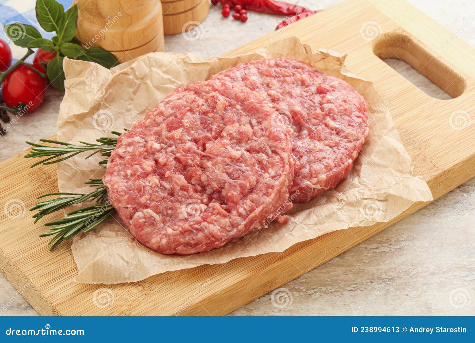 Raw pork cutlet for burger stock image. Image of black 238994613