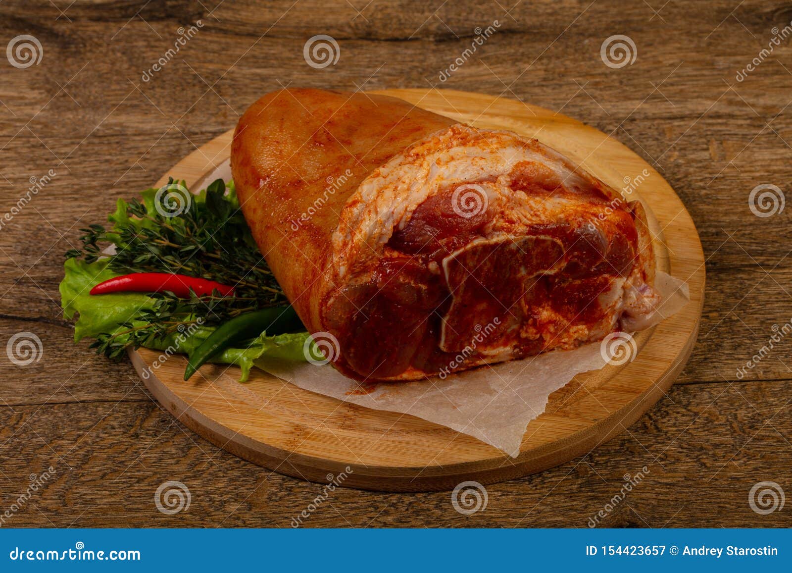 Raw pork knuckle stock image. Image of cutting, closeup 154423657