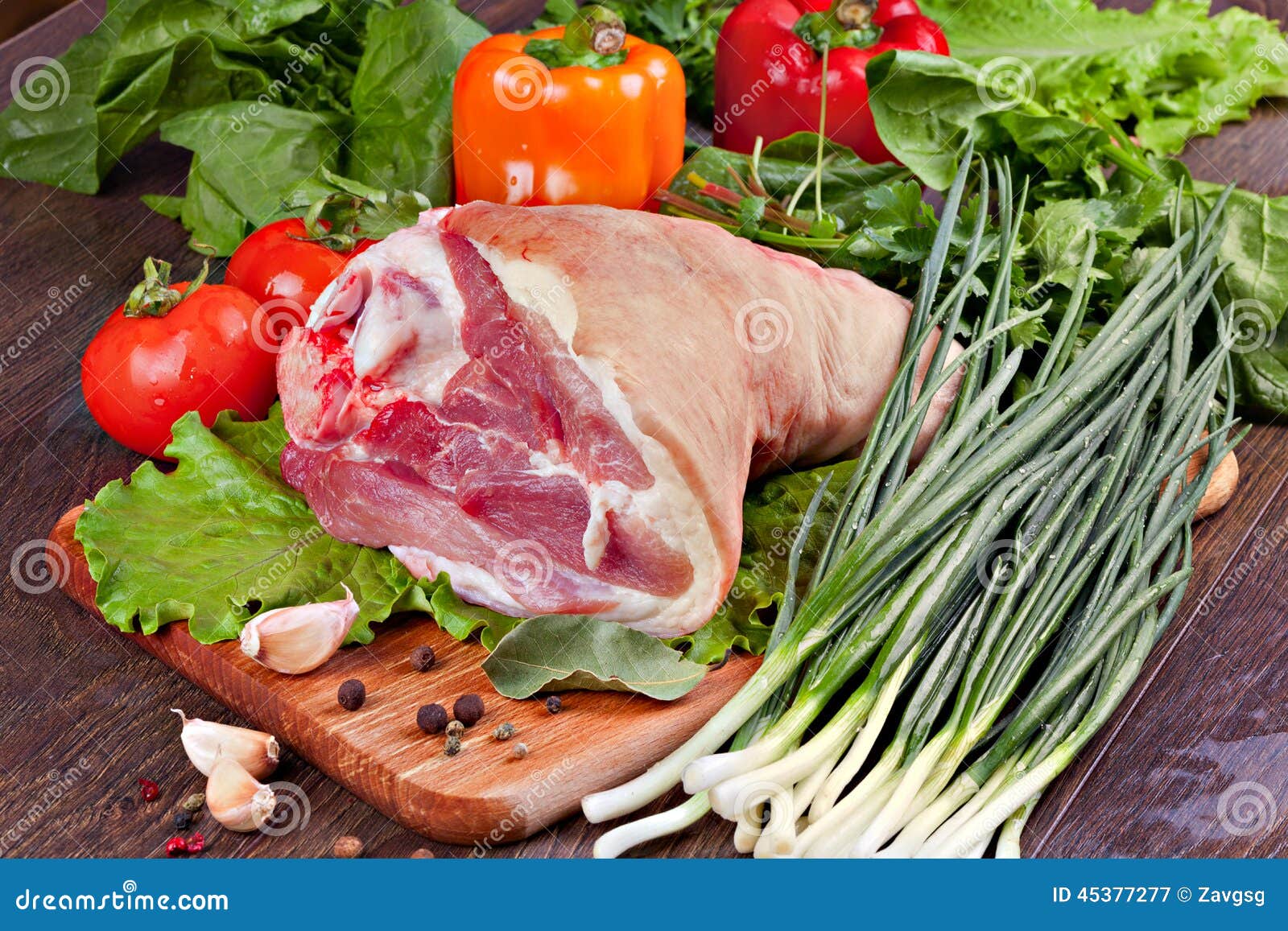 Raw pork knuckle stock image. Image of pork, dinner, herbs 45377277