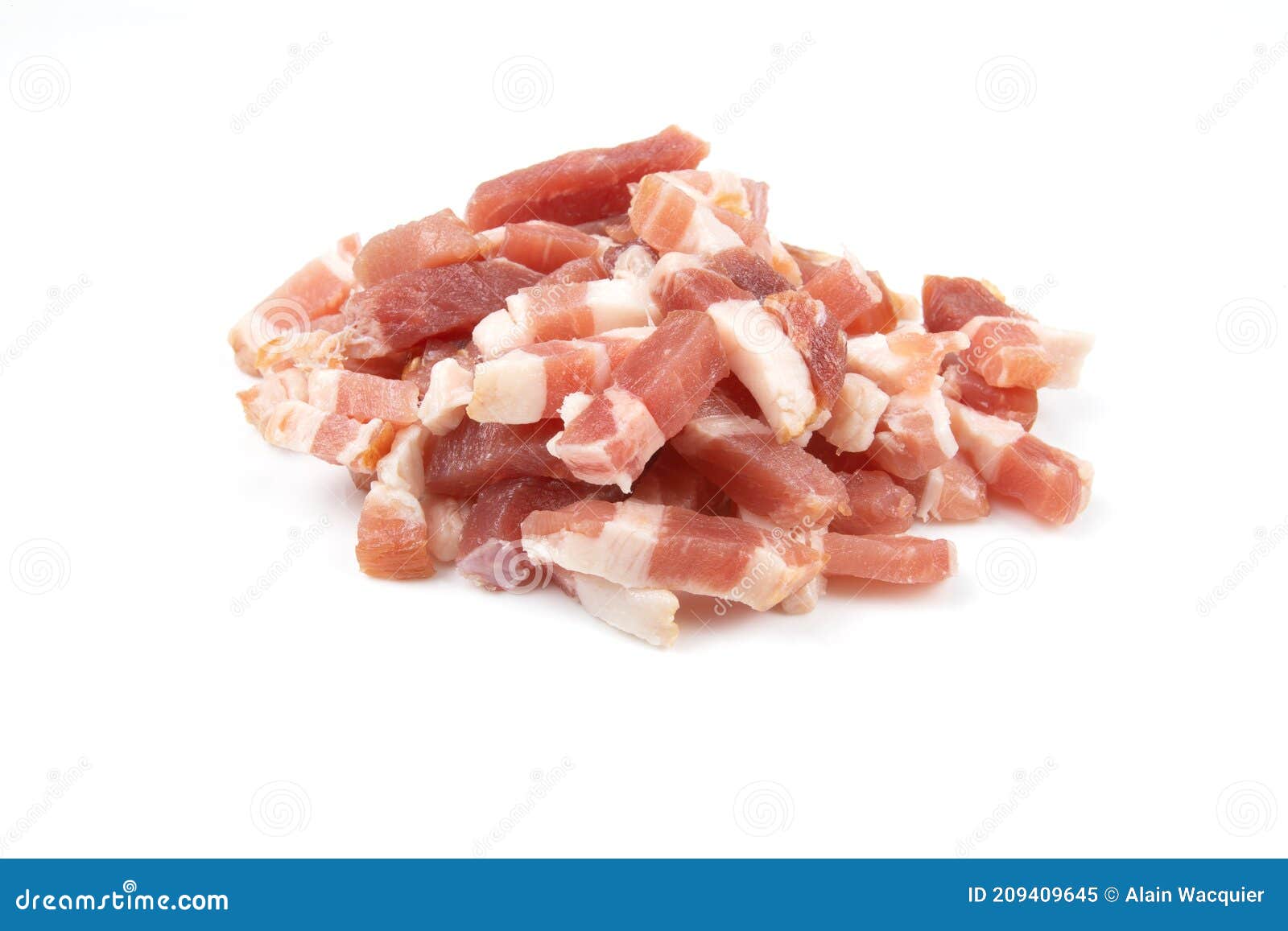 Raw Pork Lardons on a White Background Stock Image Image of butcher