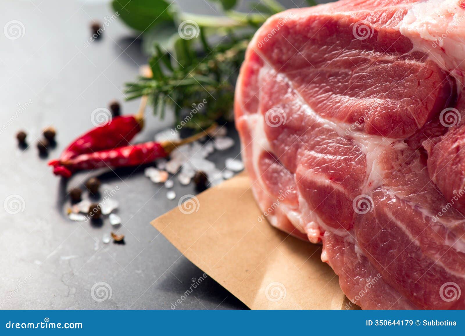 raw pork meat fillet. pork meat, piece of meat close up. prime filet meat texture. chilled pork boston butt