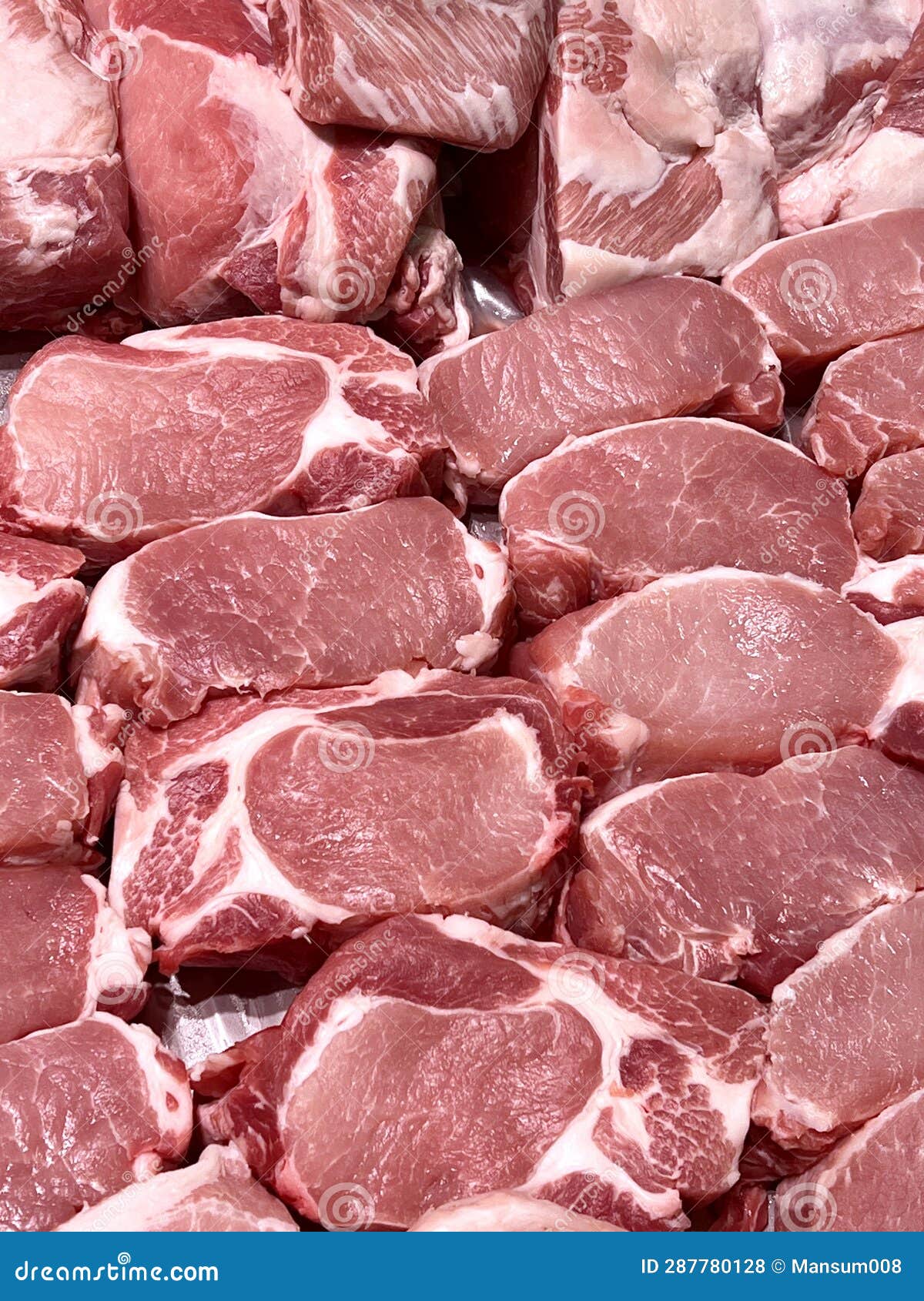 Raw pork meat in market stock photo. Image of meal, uncooked 287780128
