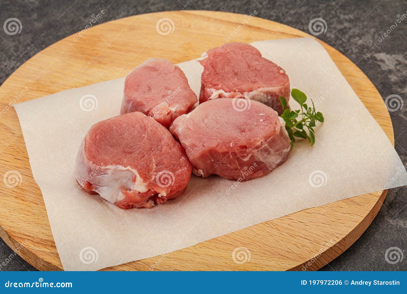 Raw Pork Medallion Served Rosemary Stock Photo Image of spice, fillet