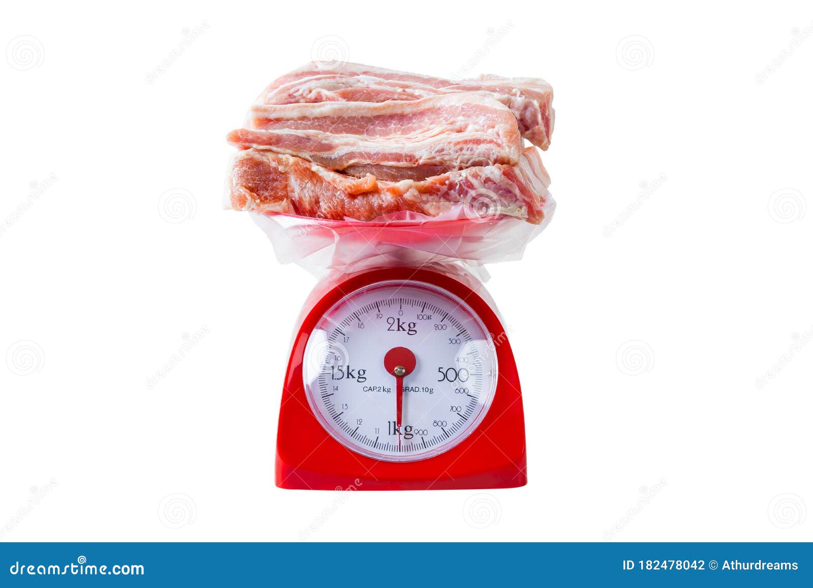 Close up of a plate of pork on the weight scale Stock Photo - Alamy