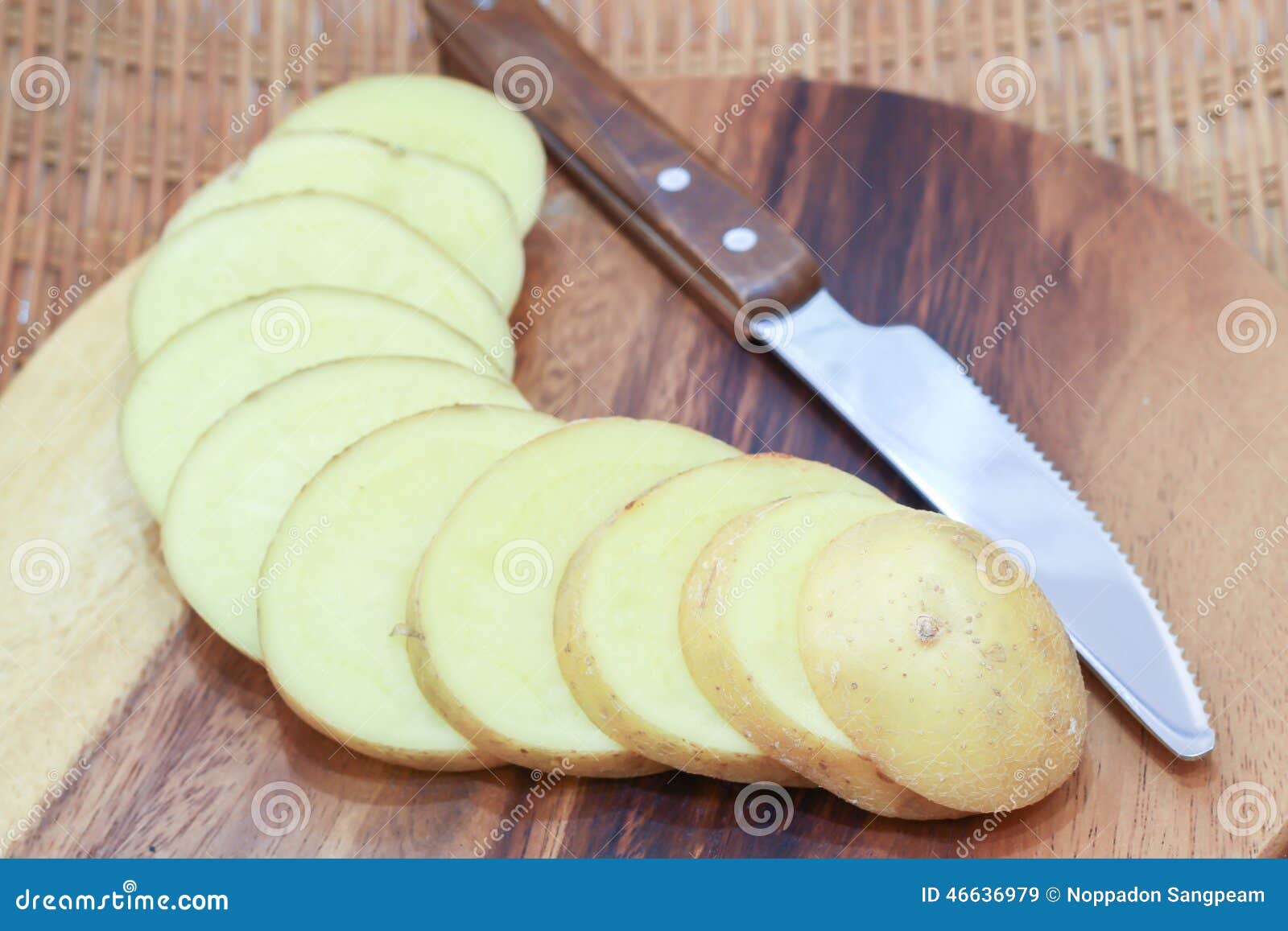 Raw potato slices. stock image. Image of plant, gold 46636979