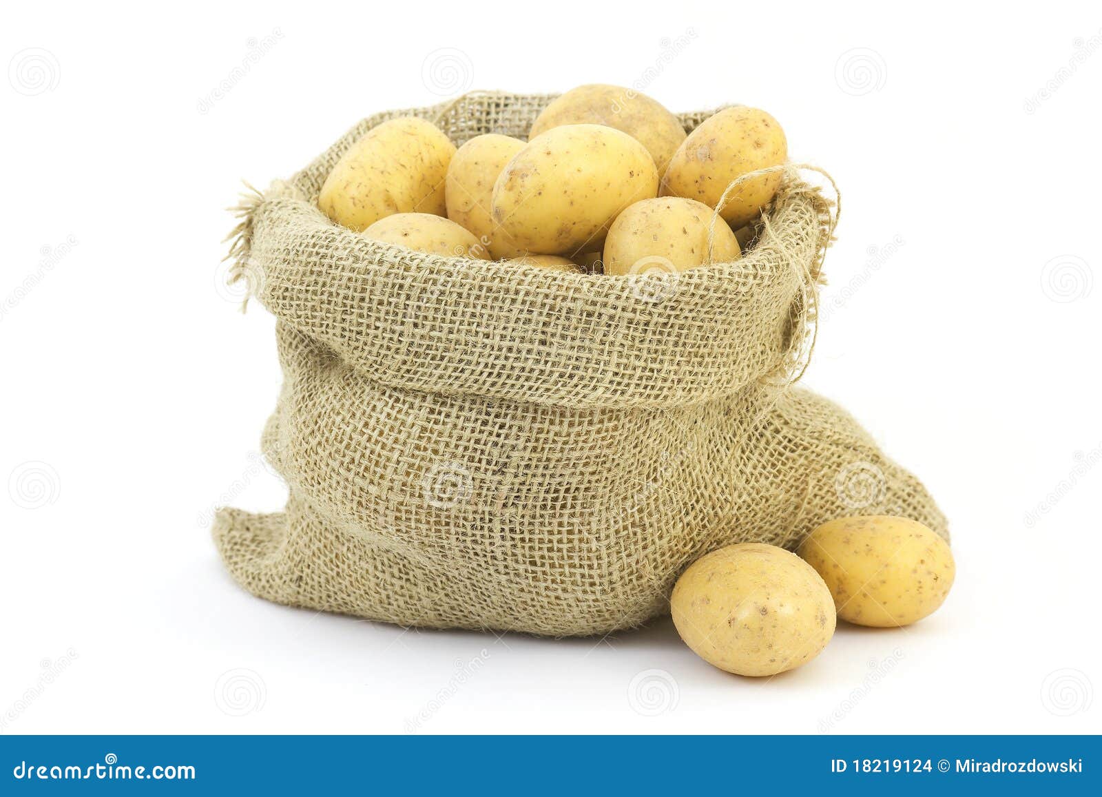Raw potatoes in sack stock photo. Image of uncooked, iron 18219124