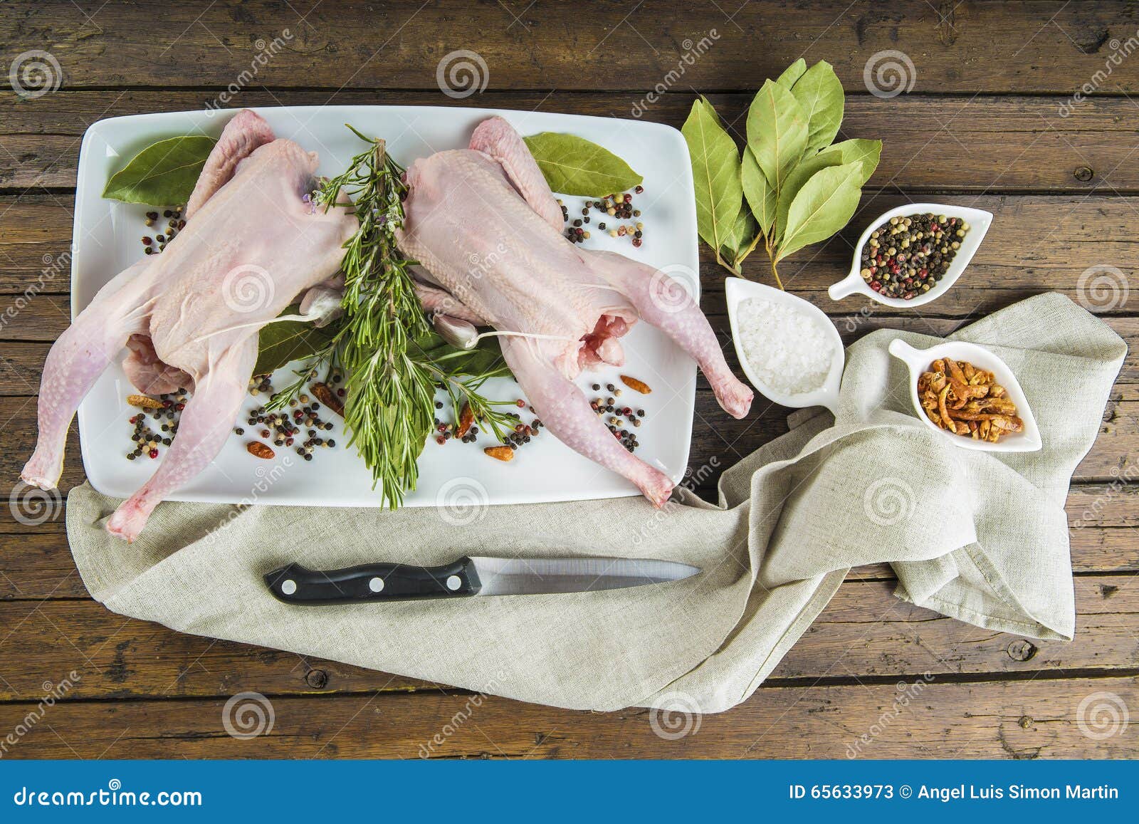 raw poussin with herbs and spices