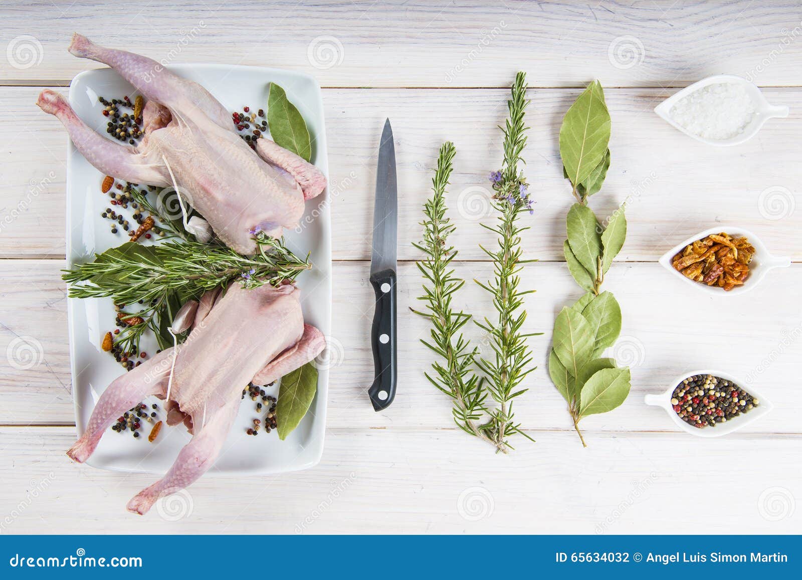 raw poussin with herbs and spices