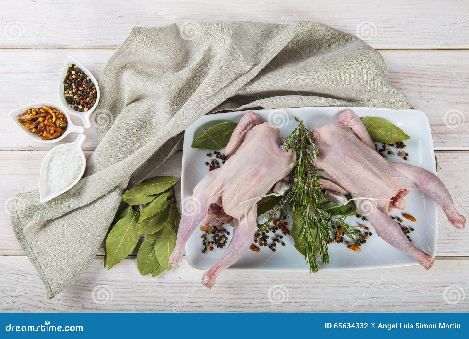 raw poussin with herbs and spices
