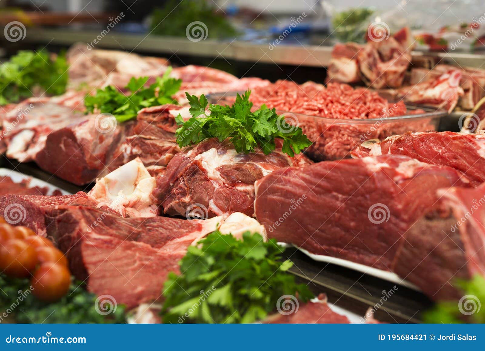 raw red meat in a butchery