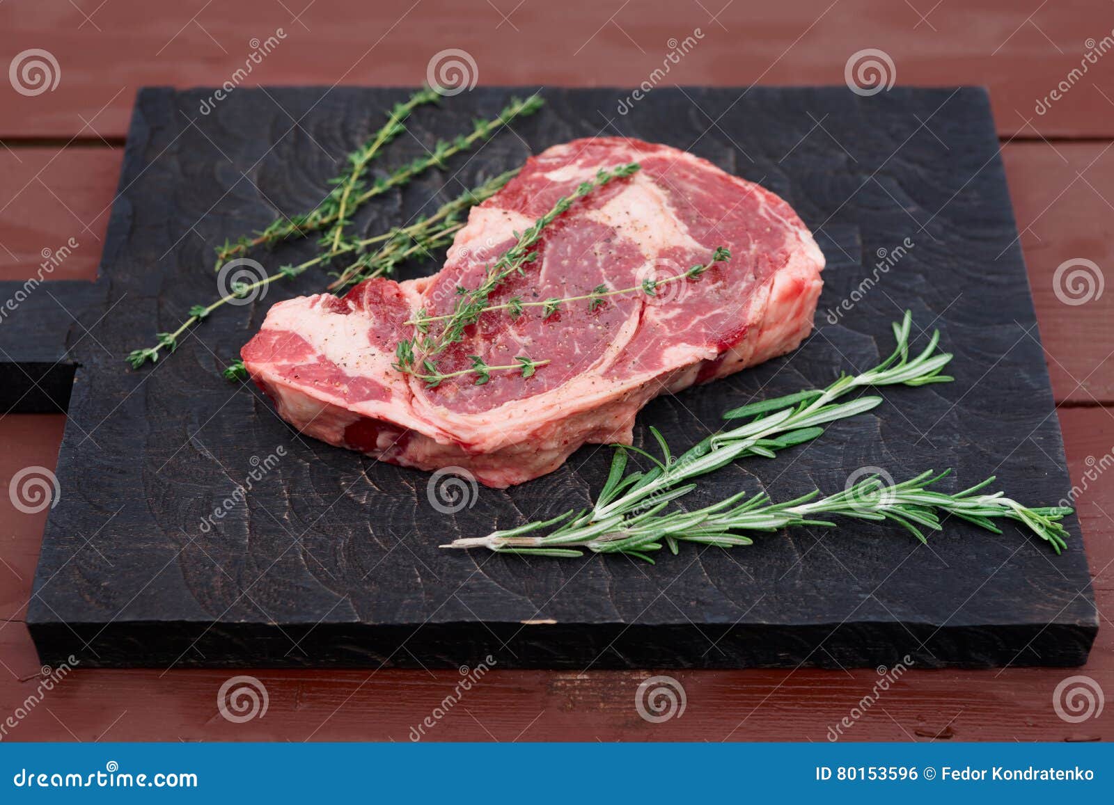 Raw Ribeye Steak on Cutting Board Stock Photo Image of uncooked