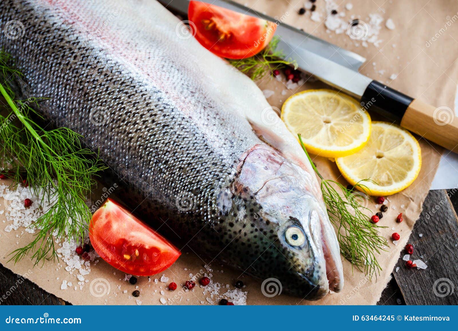 Raw salmon stock image. Image of seafood, health, prepared 63464245