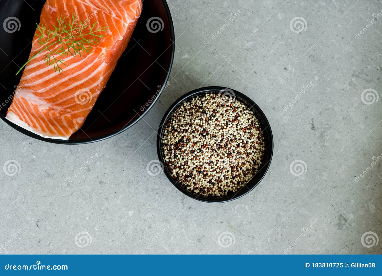 Raw Salmon Fillet with Quinoa Stock Image Image of grain, quinoa