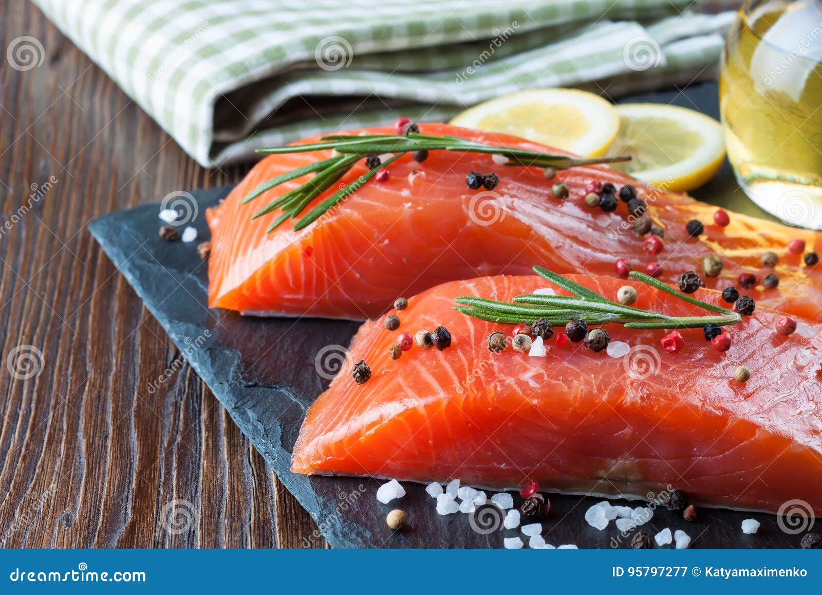 Raw Salmon Fillet with Spices Stock Image - Image of dark, gastronomy ...