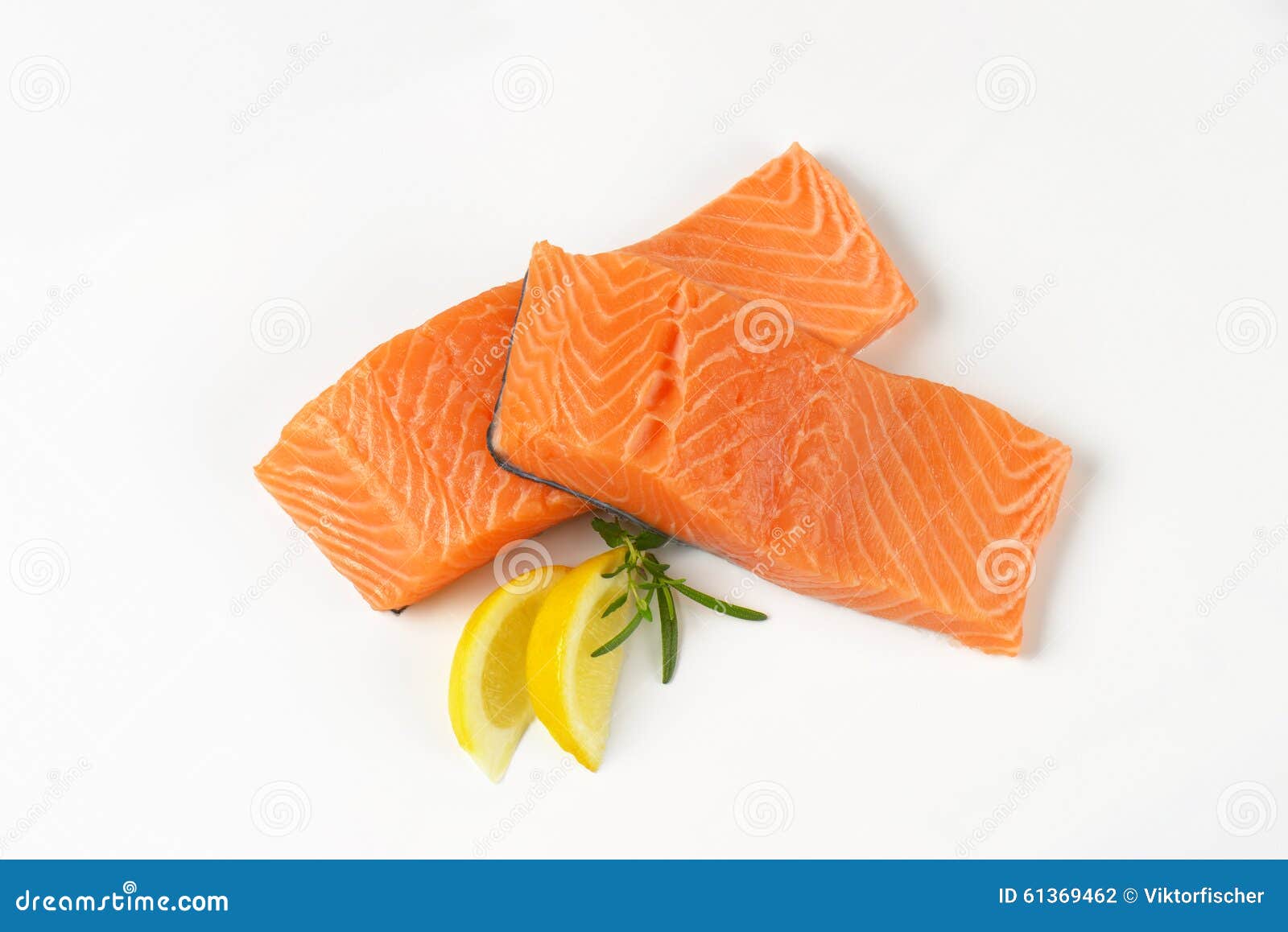 Raw salmon fillets stock photo. Image of rosemary, omega3 - 61369462
