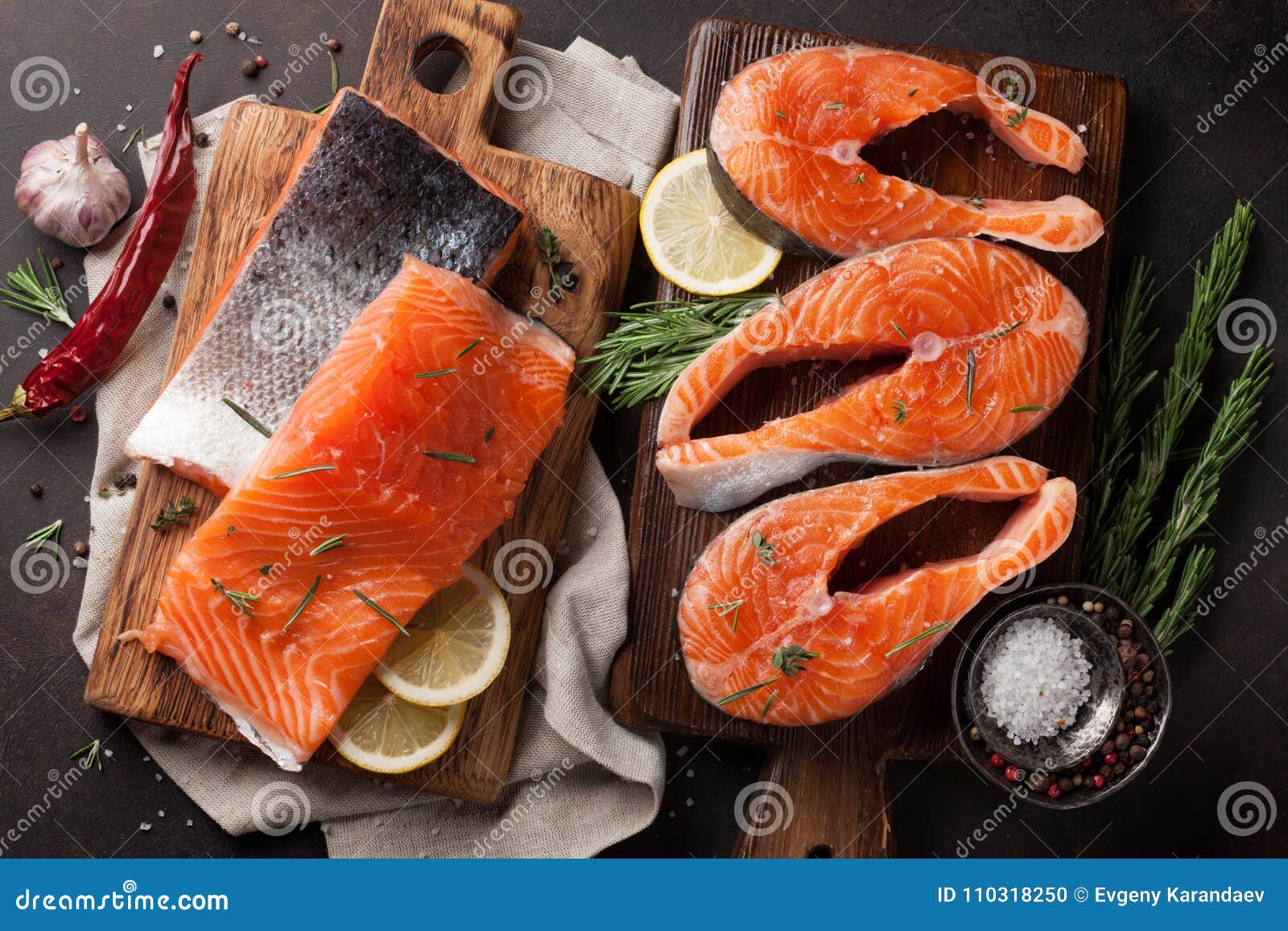 Raw salmon fish fillet stock photo. Image of lemon, cooking