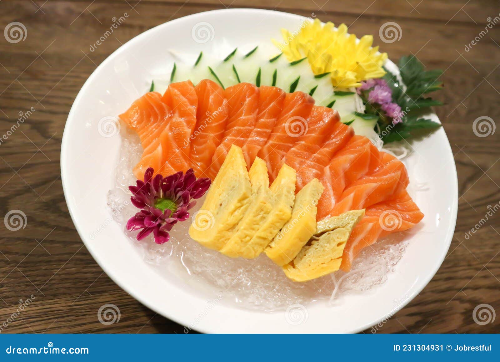 Raw Salmon, Sashimi or Sliced Salmon and Egg Stock Image Image of salmon, sliced 231304931