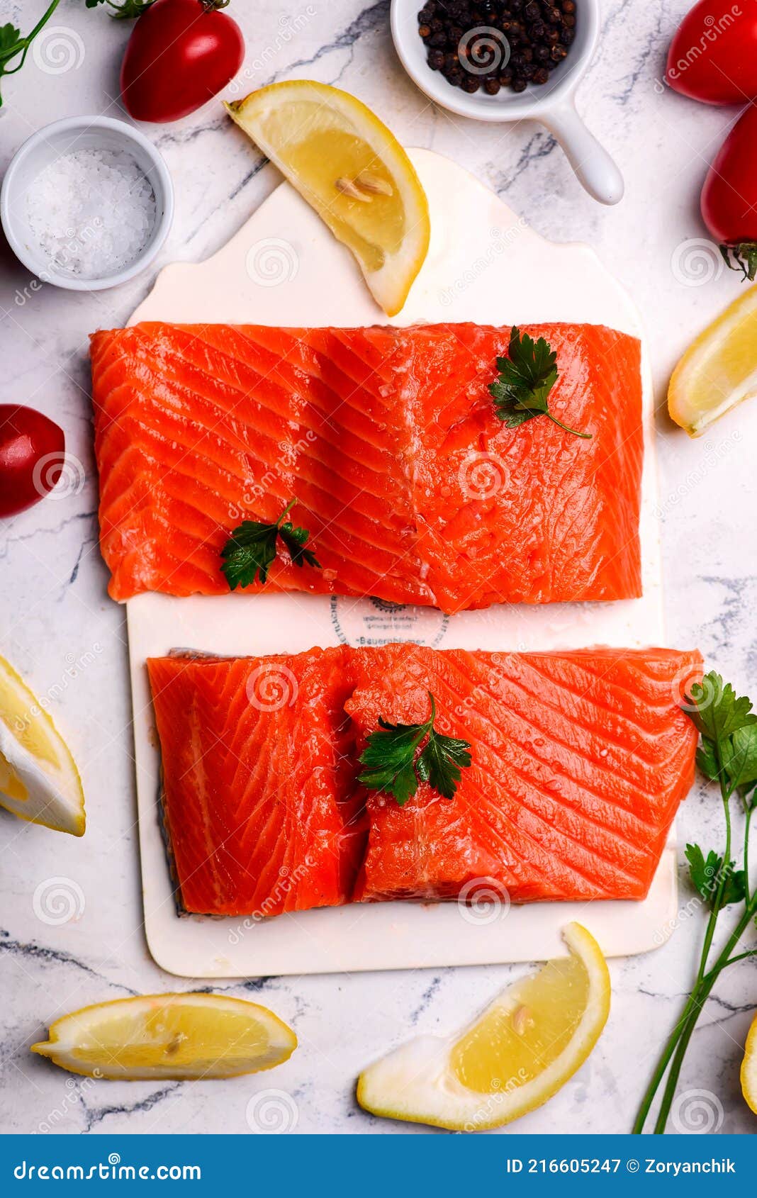 Raw salmon.top view stock image. Image of rustic, seafood - 216605247