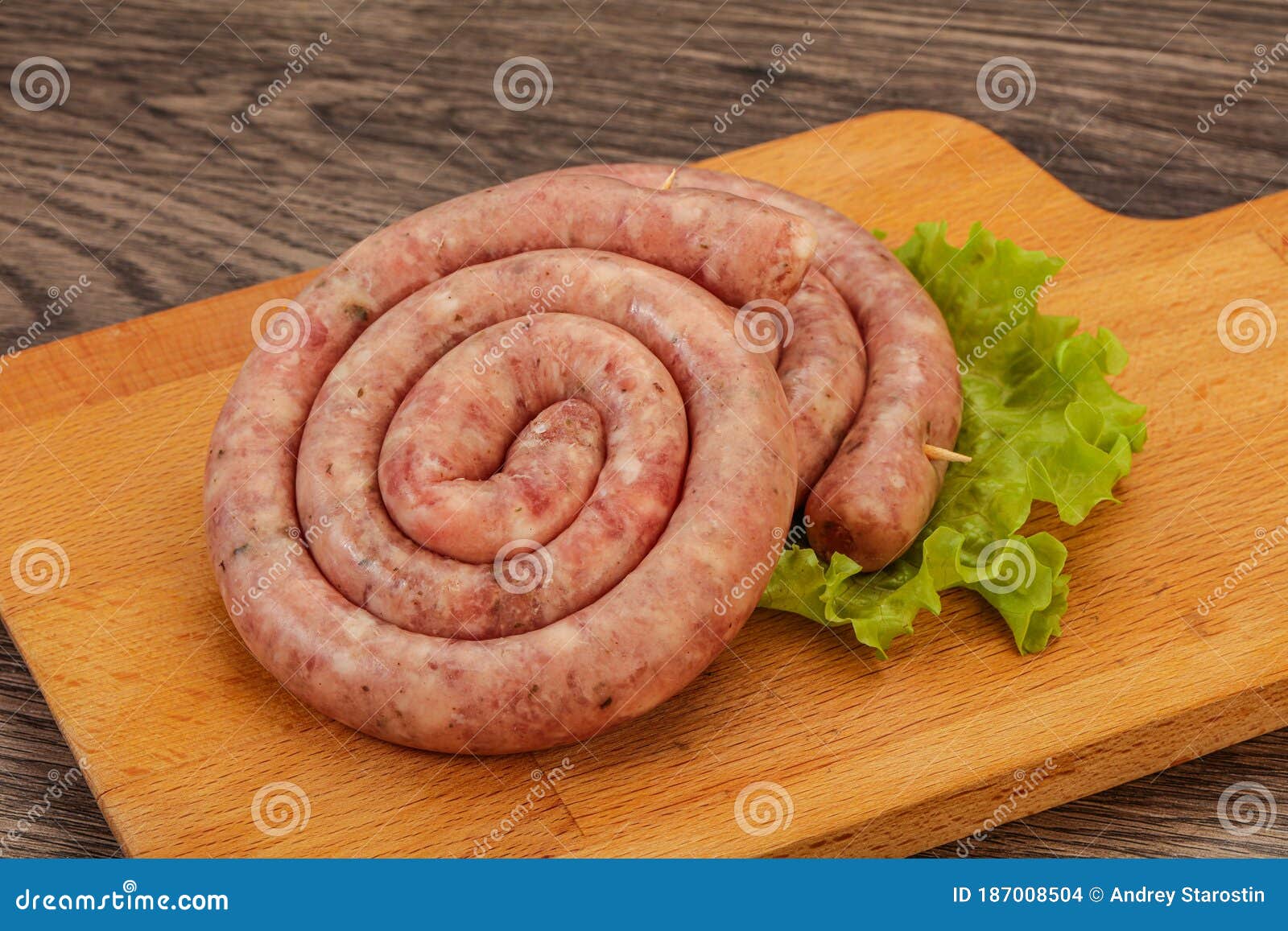 Raw sausage ring for grill stock photo. Image of traditional 187008504