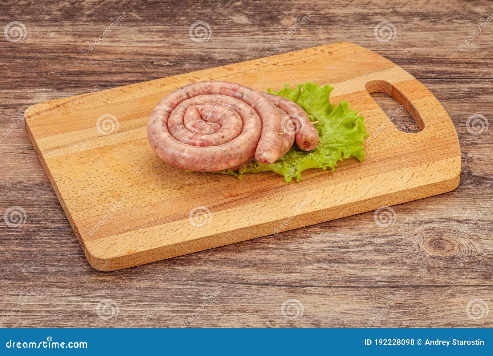 Raw sausage ring for grill stock photo. Image of ring 192228098