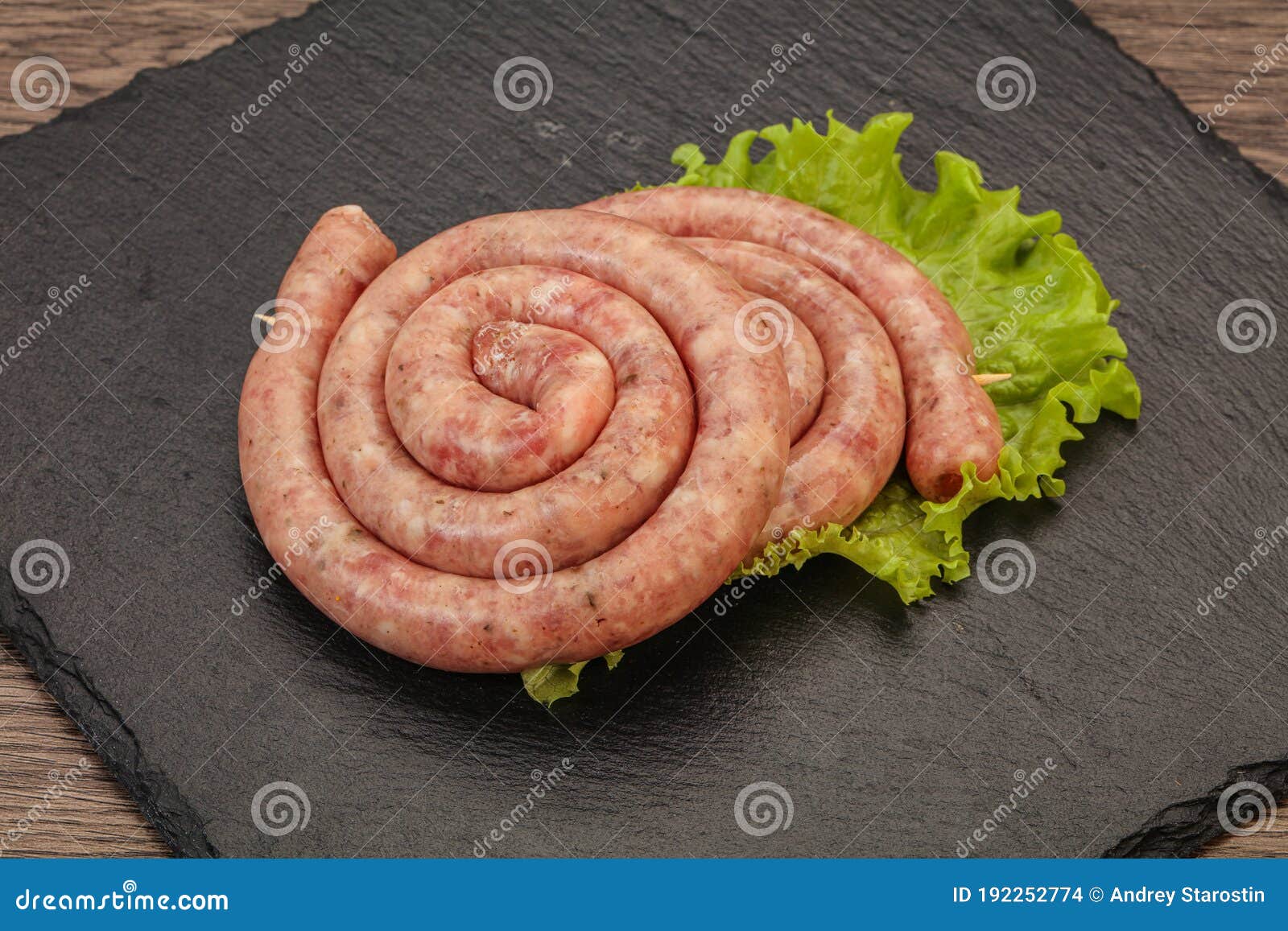 Raw sausage ring for grill stock photo. Image of roasted 192252774