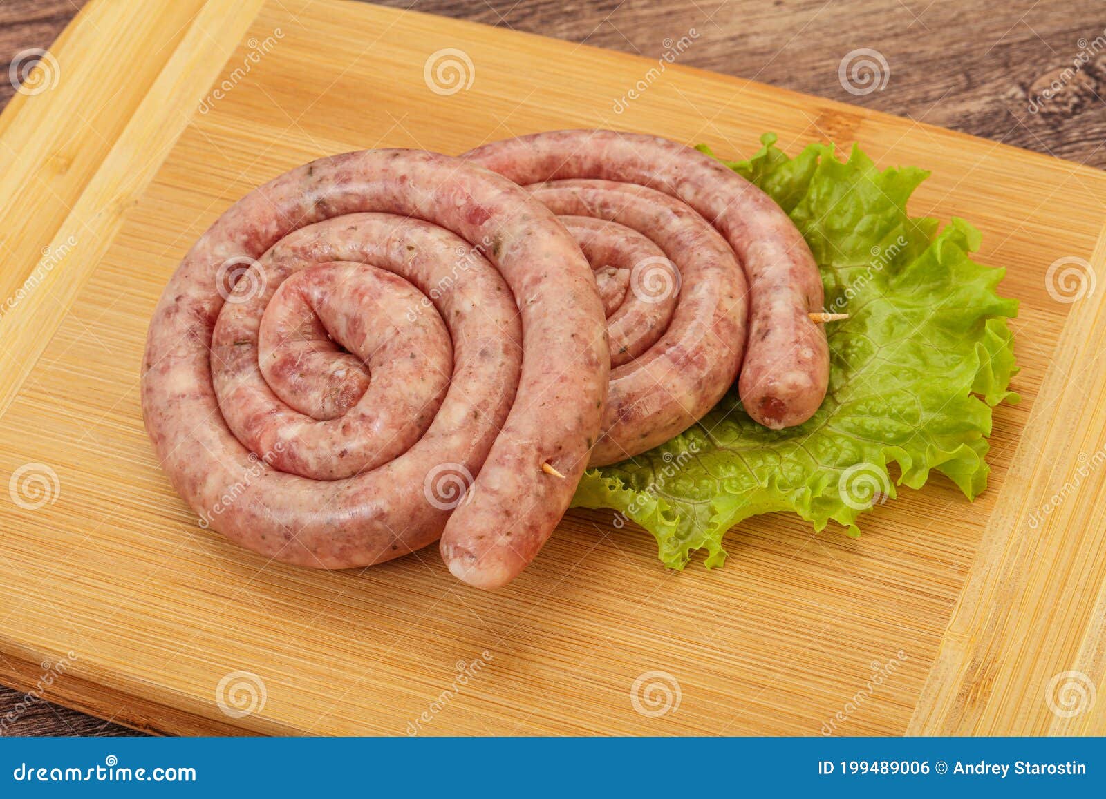 Raw sausage ring for grill stock photo. Image of round 199489006