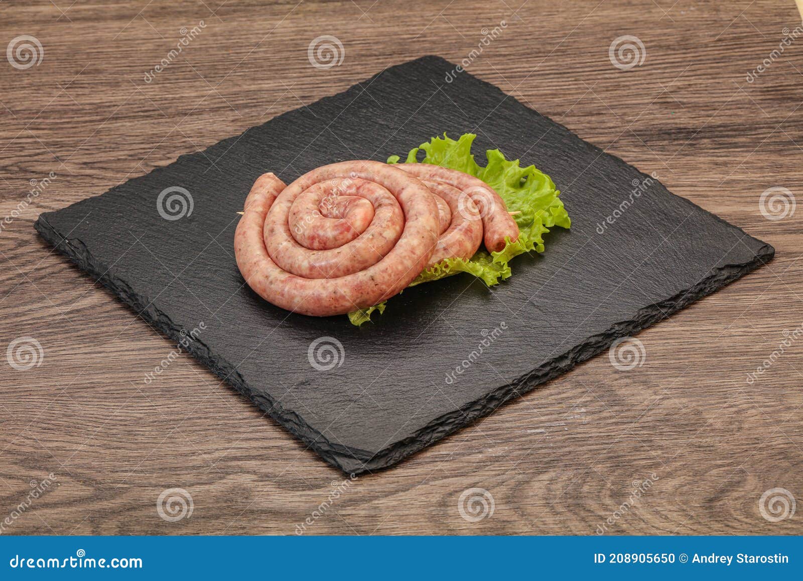 Raw sausage ring for grill stock photo. Image of natural 208905650